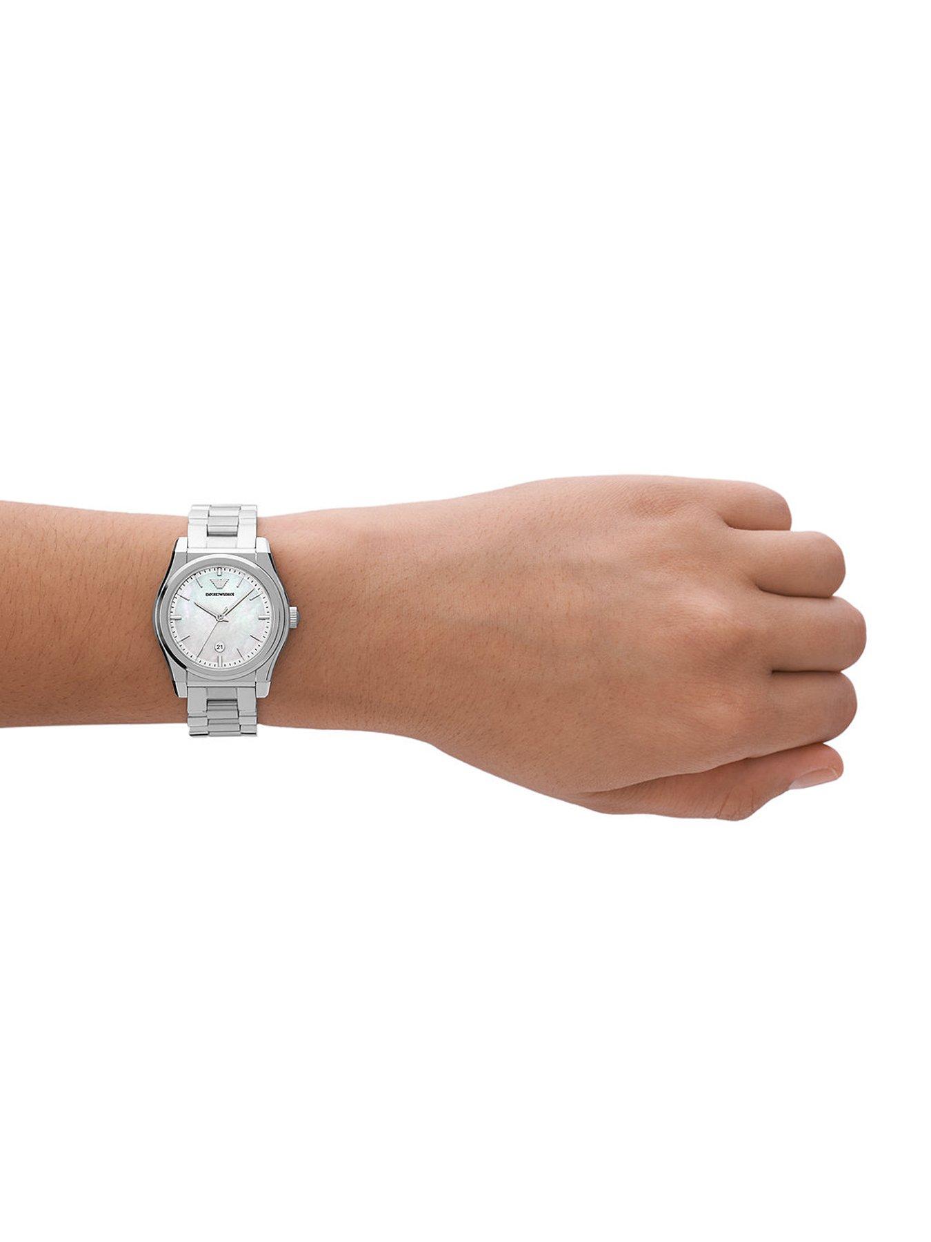  image of emporio-armani-mother-of-pearl-dialnbspladies-watch
