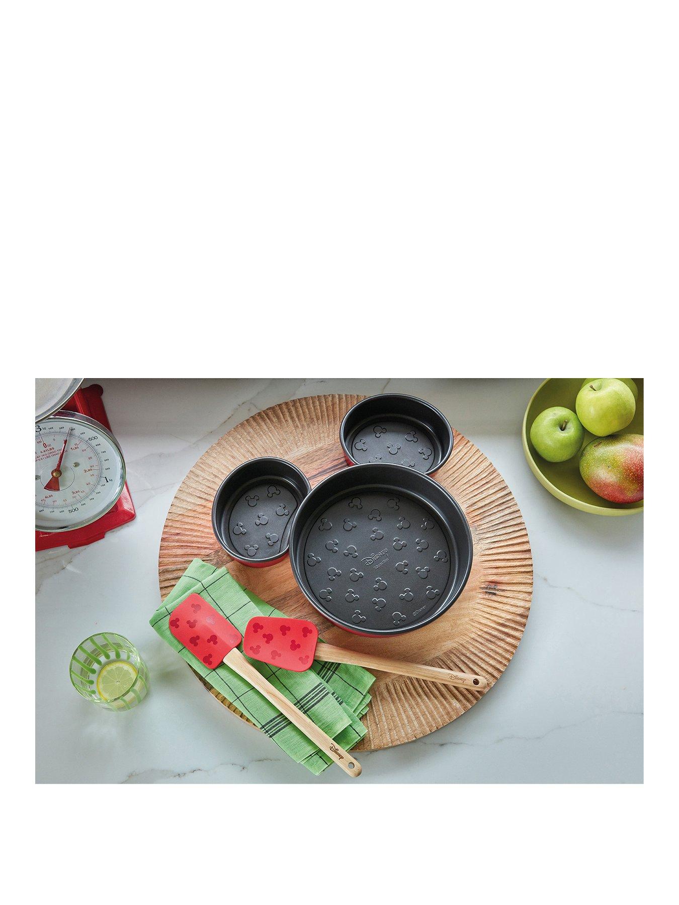 disney-bake-with-mickey-mouse-3-piece-non-stick-mickey-head-cake-tins-and-2-piece-spatula-set