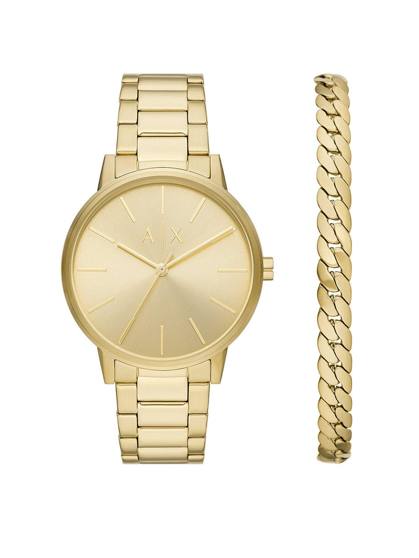 undefined Gold Tone Dial Gold Bracelet Watch  &  Bracelet Gift Set