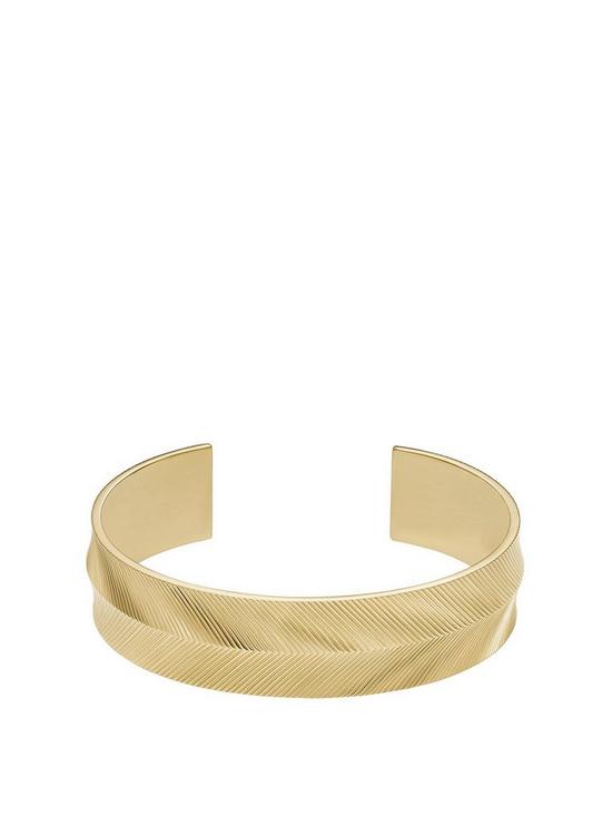 front image of fossil-harlow-gold-tone-stainless-steel-bracelet