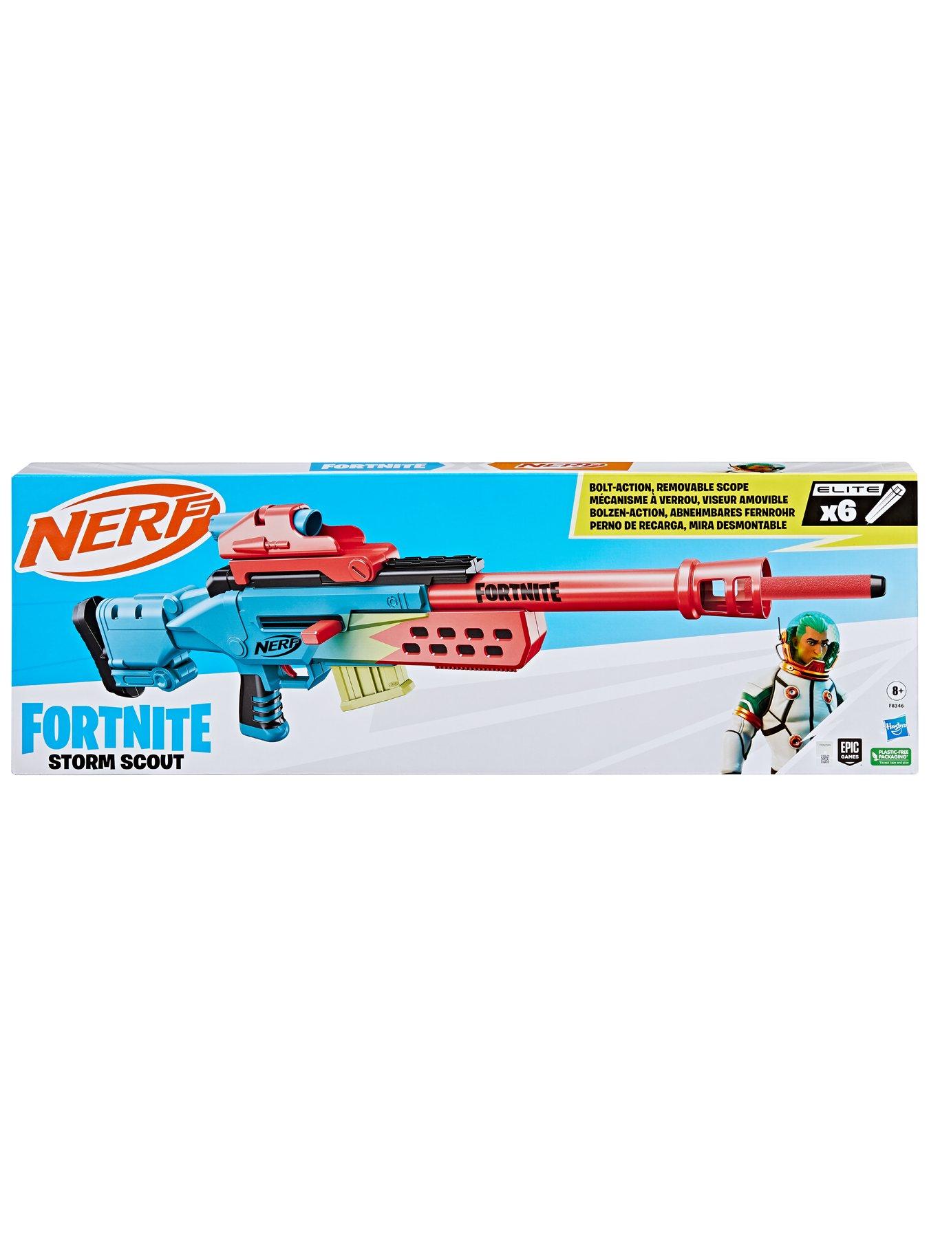  Nerf Fortnite Storm Scout Blaster, Nerf Scope, 6-Dart Clip, 6  Elite Nerf Darts, Bolt Action : Everything Else