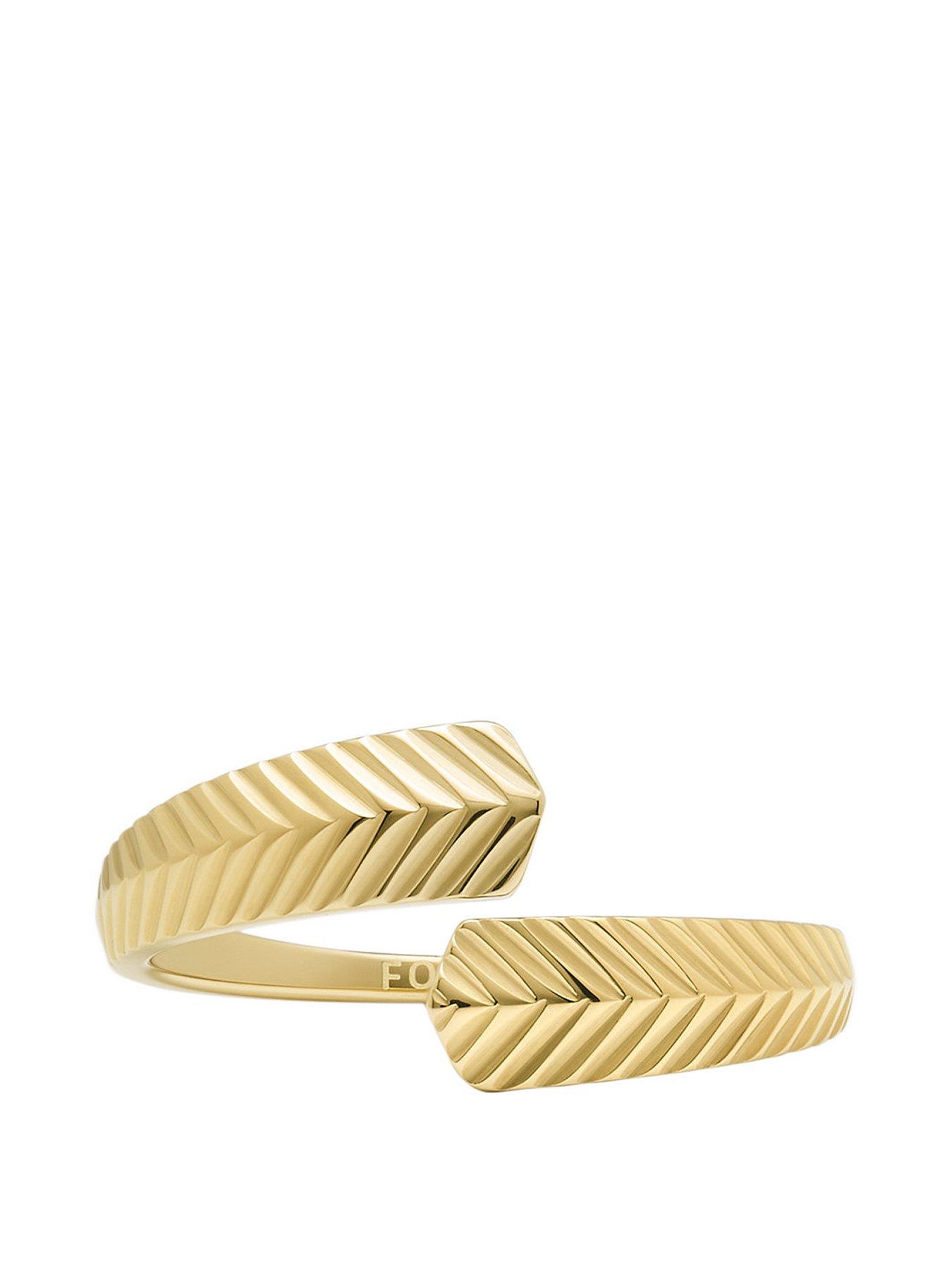  image of fossil-harlow-gold-tone-stainless-steel-ring