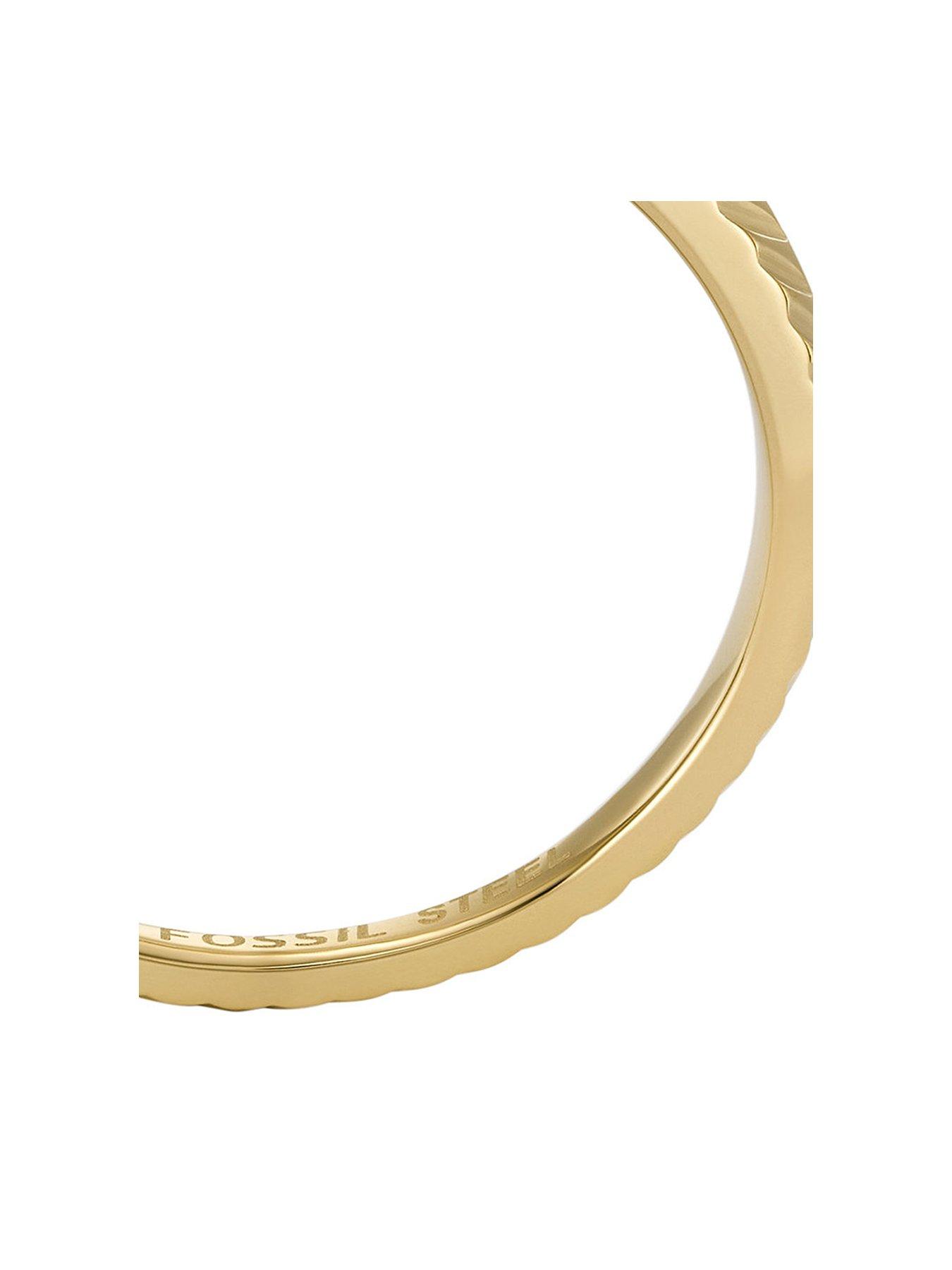  image of fossil-harlow-gold-tone-stainless-steel-ring