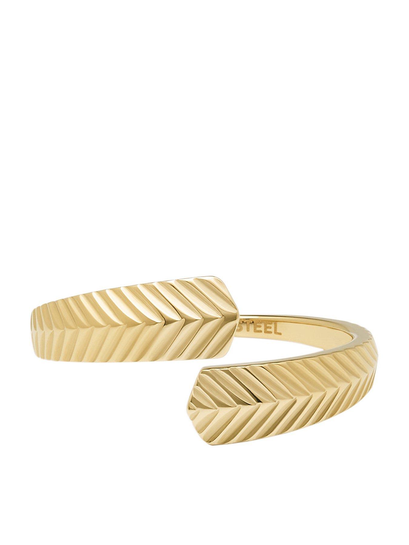  image of fossil-harlow-gold-tone-stainless-steel-ring