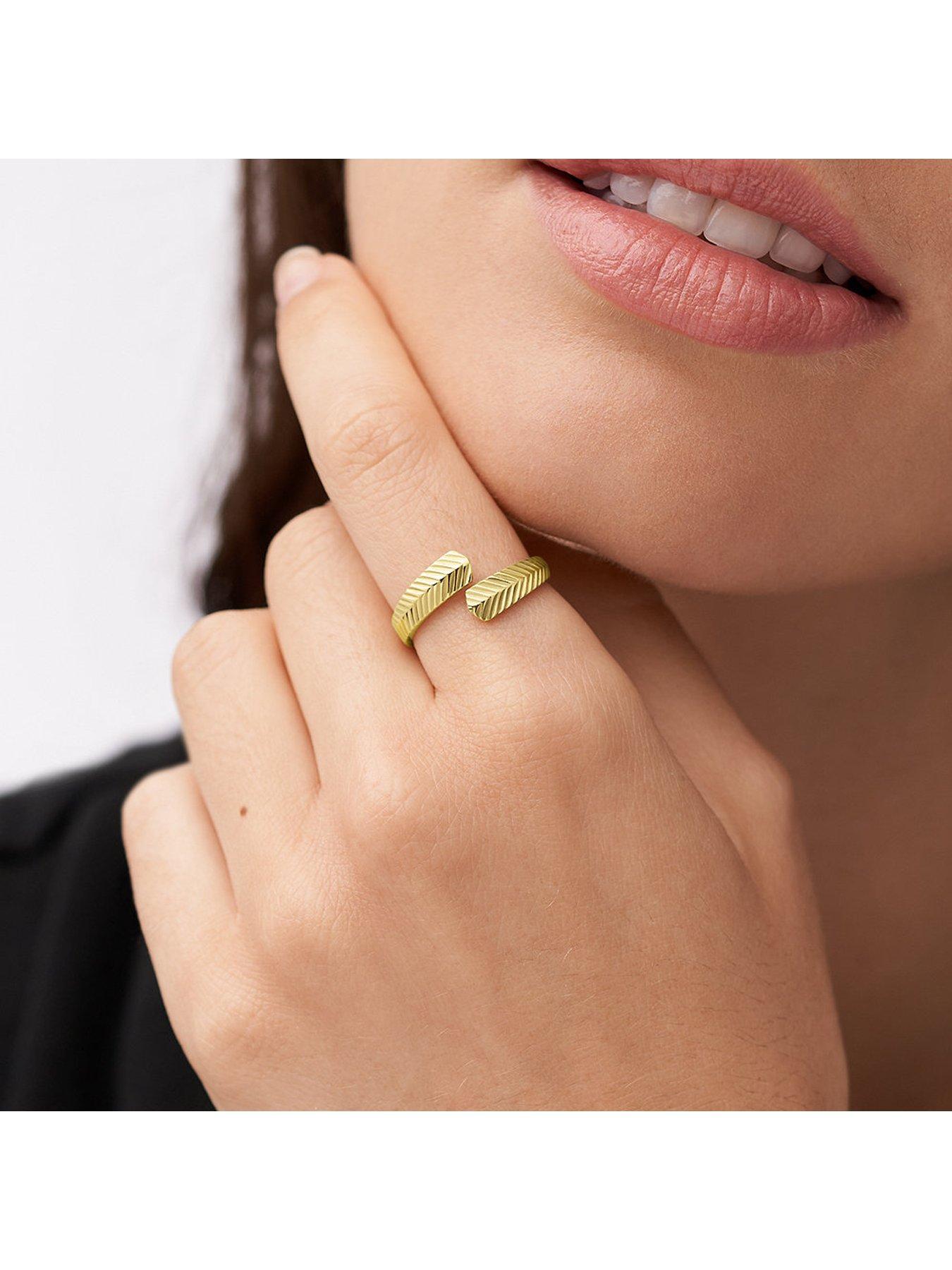  image of fossil-harlow-gold-tone-stainless-steel-ring