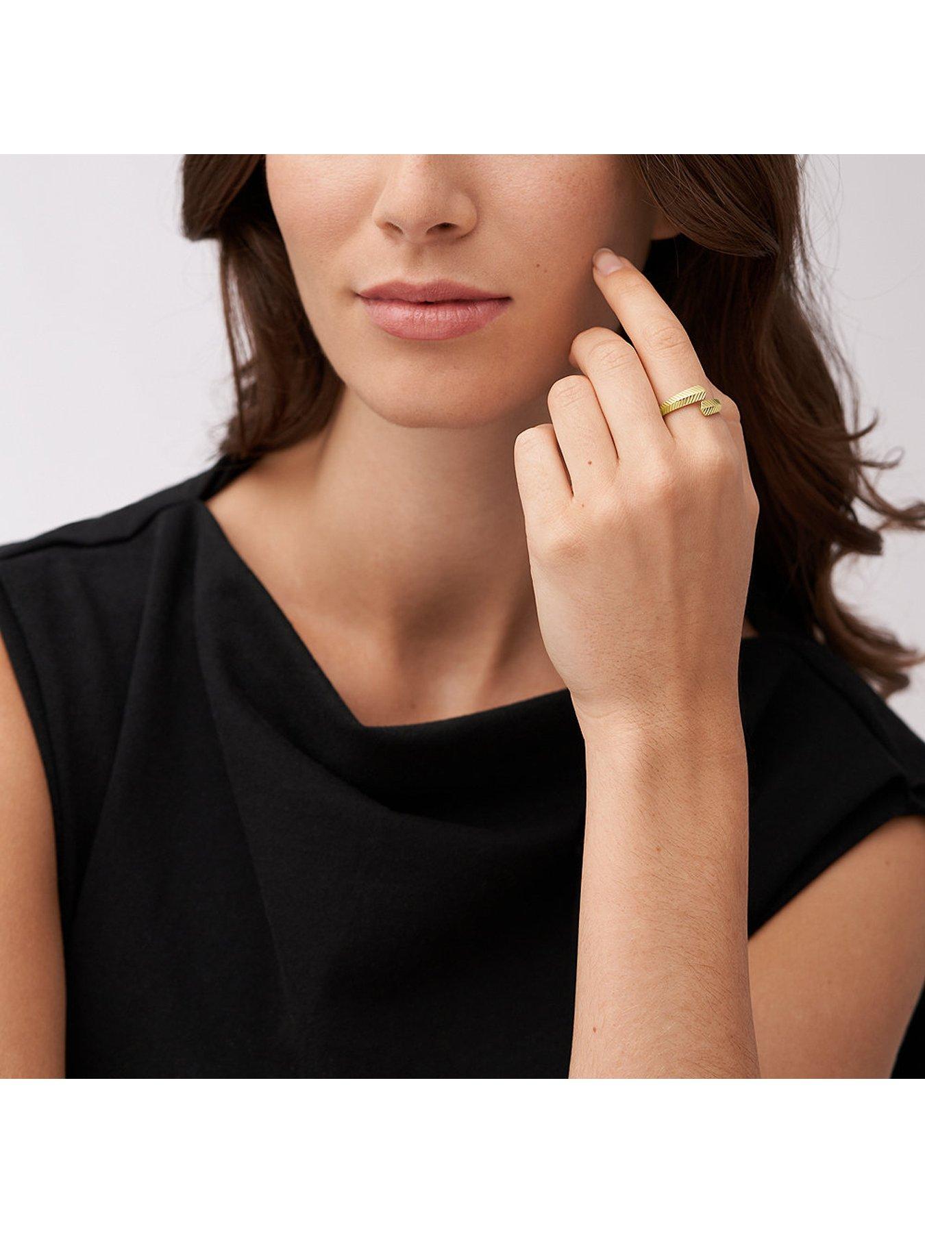  image of fossil-harlow-gold-tone-stainless-steel-ring