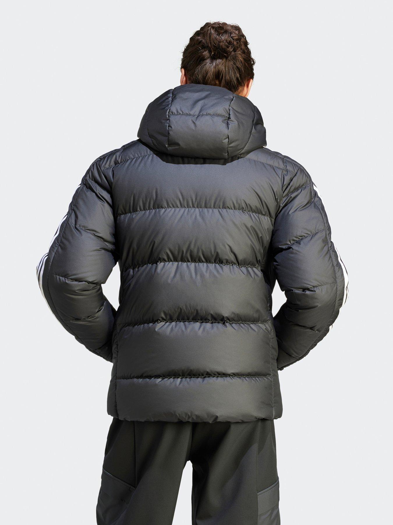 Essential 3 Stripe Mid Down Jacket Plus Size Black