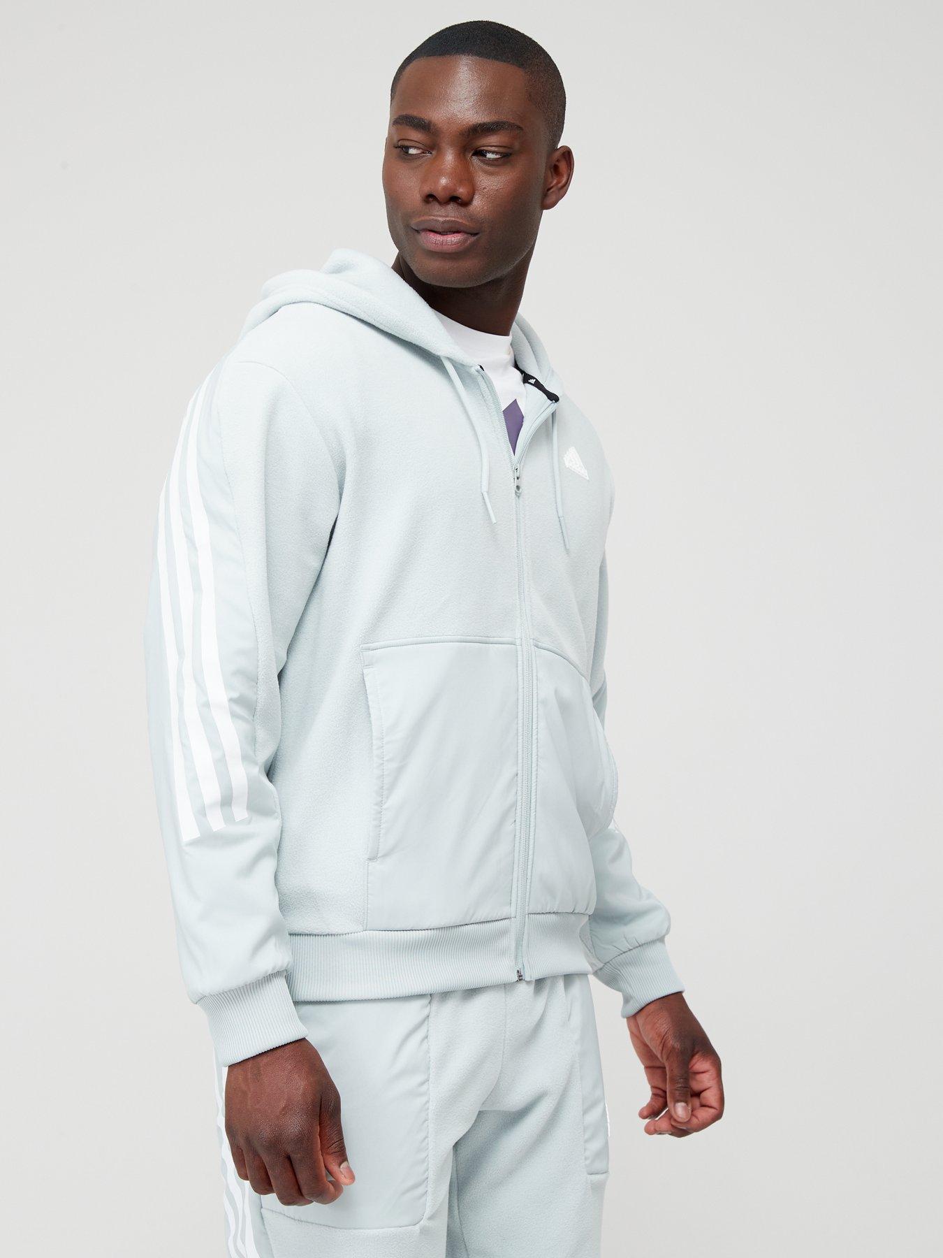 Adidas 3 stripe full zip hoodie sale