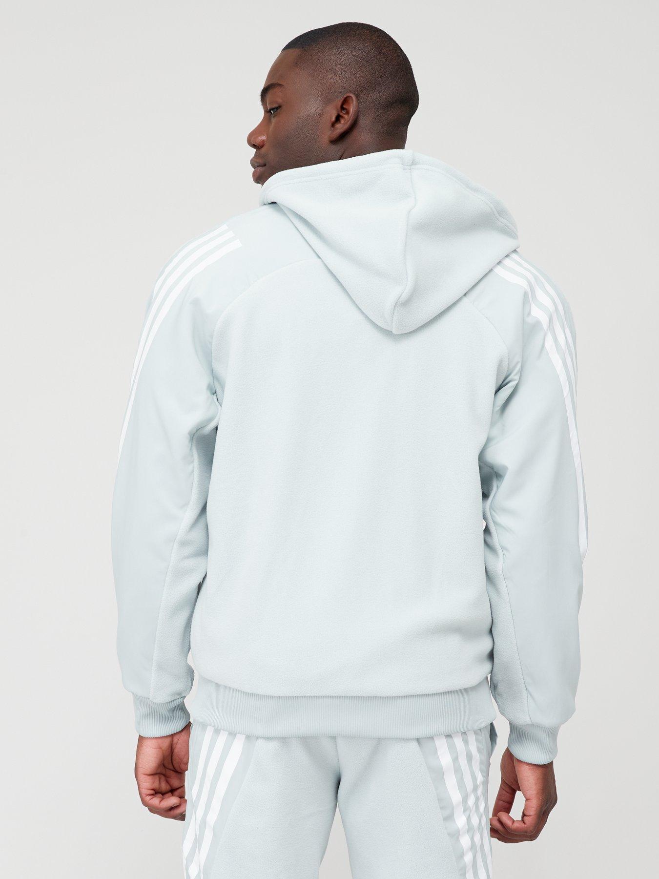 Adidas originals hoodie shop 3 stripe zip through