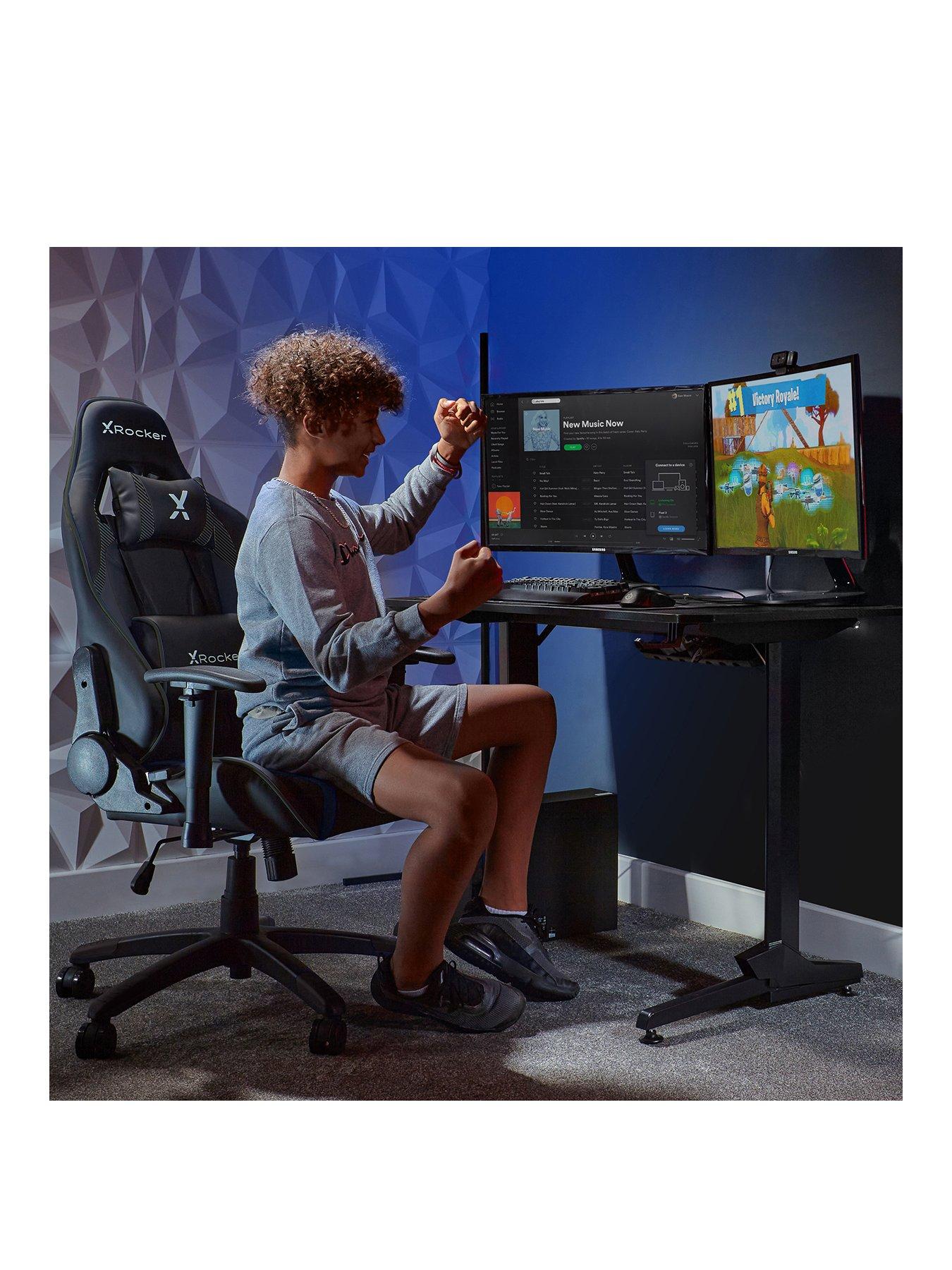  image of x-rocker-agility-junior-pc-office-gaming-chair-new-carbon-black