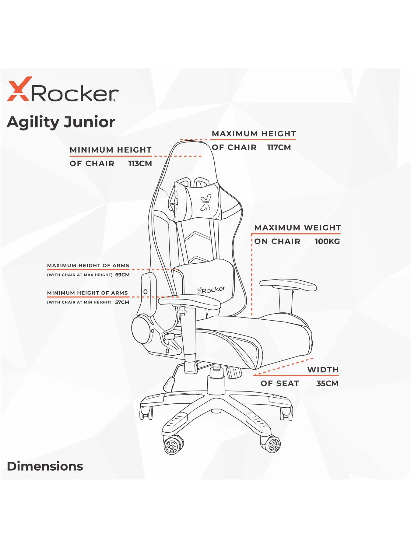  image of x-rocker-agility-junior-pc-office-gaming-chair-new-carbon-black