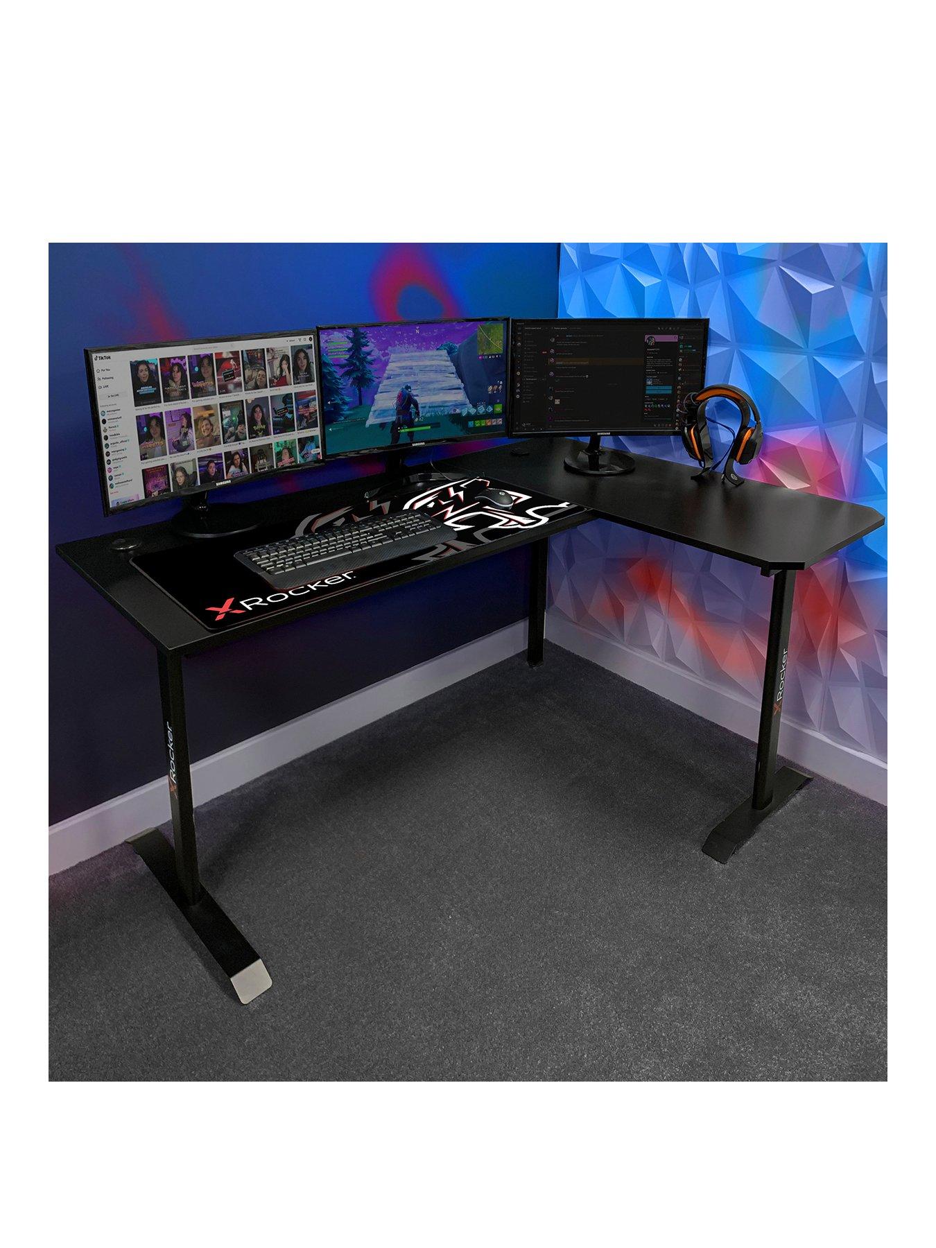 X Rocker Panther XL REVERSIBLE Corner Sports Gaming Desk Carbon