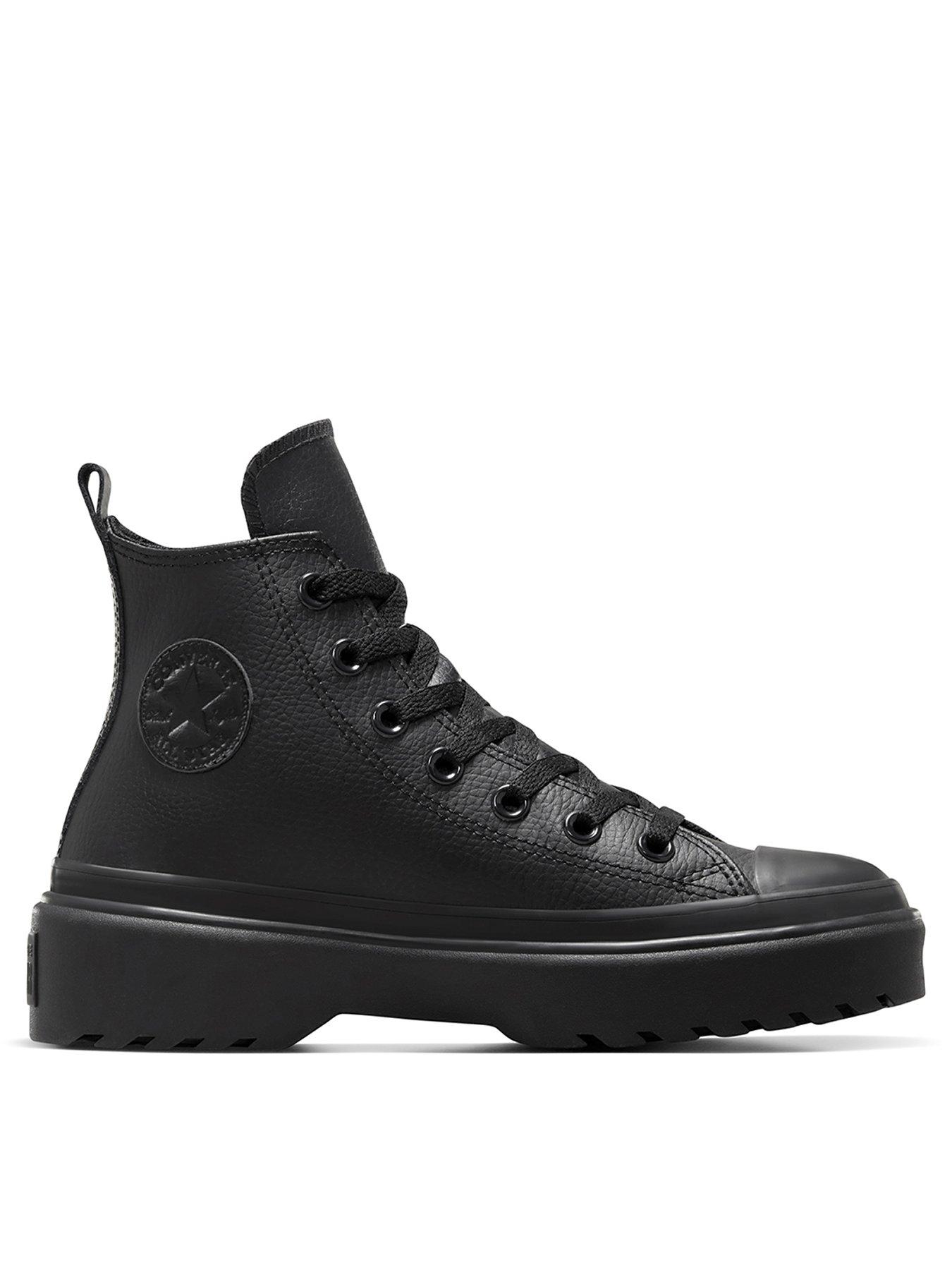 Chuck Taylor All Star Lugged Lift Leather Hi Top Trainers Black