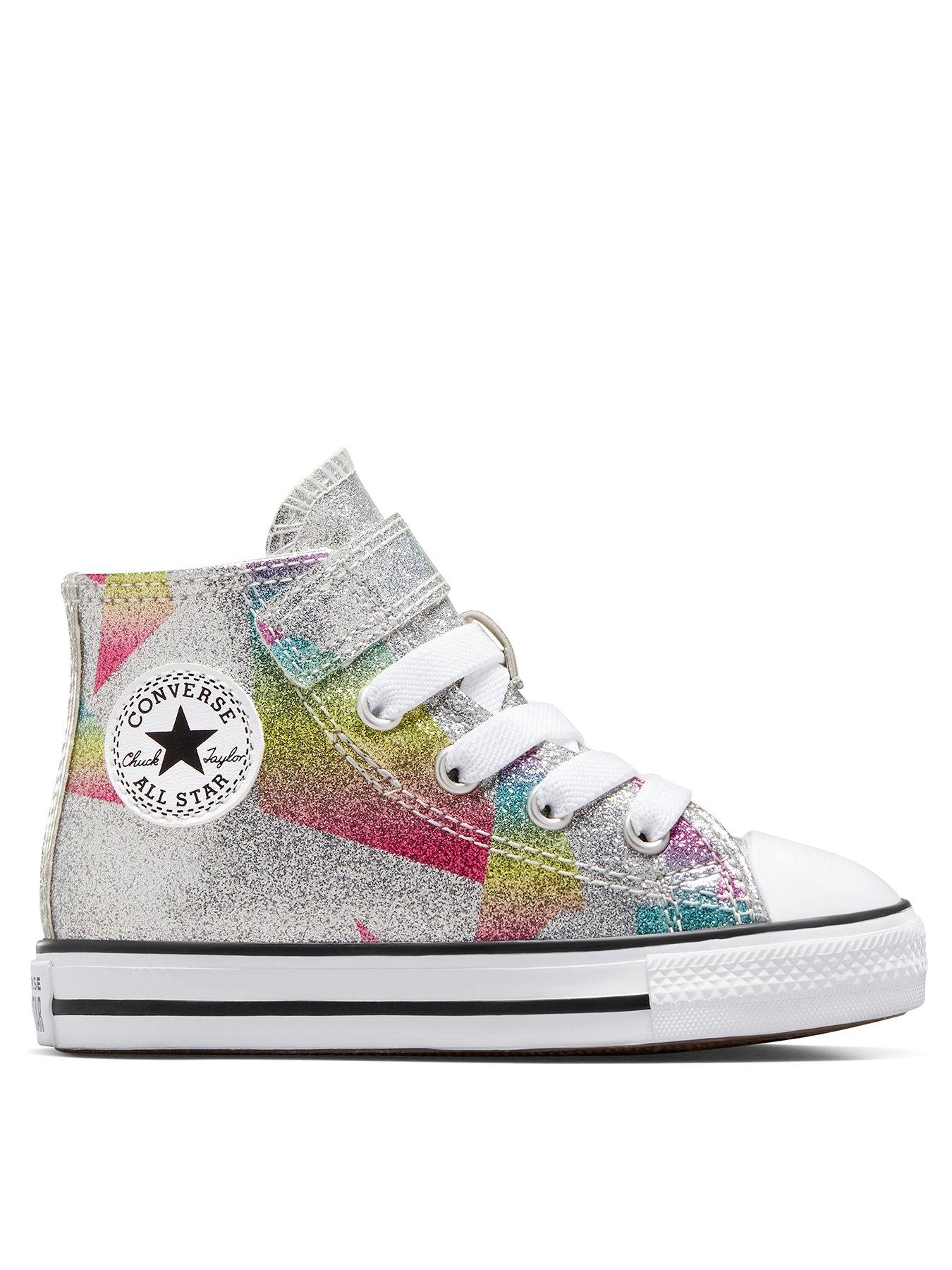 Multi all star outlet rainbow glitter ox trainers