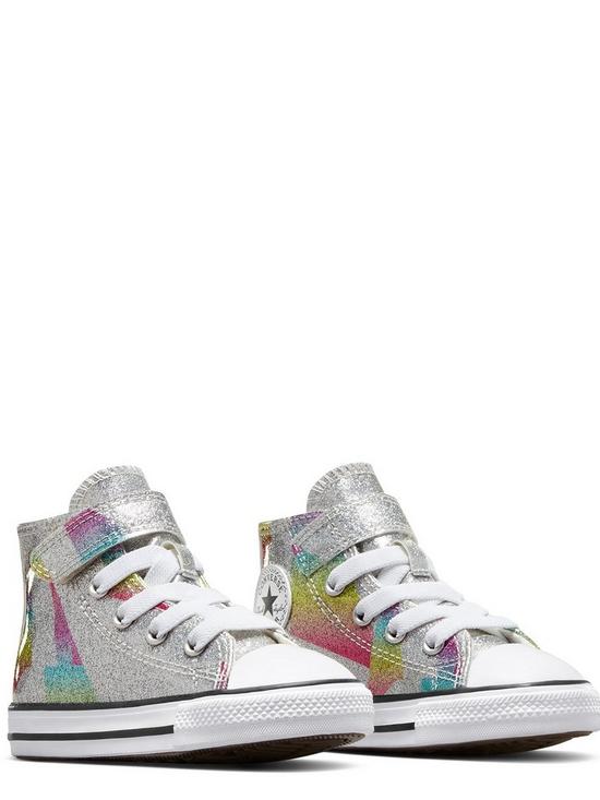 stillFront image of converse-chuck-taylor-all-star-prism-glitter-1vnbspinfant-hi-top-trainers-silver
