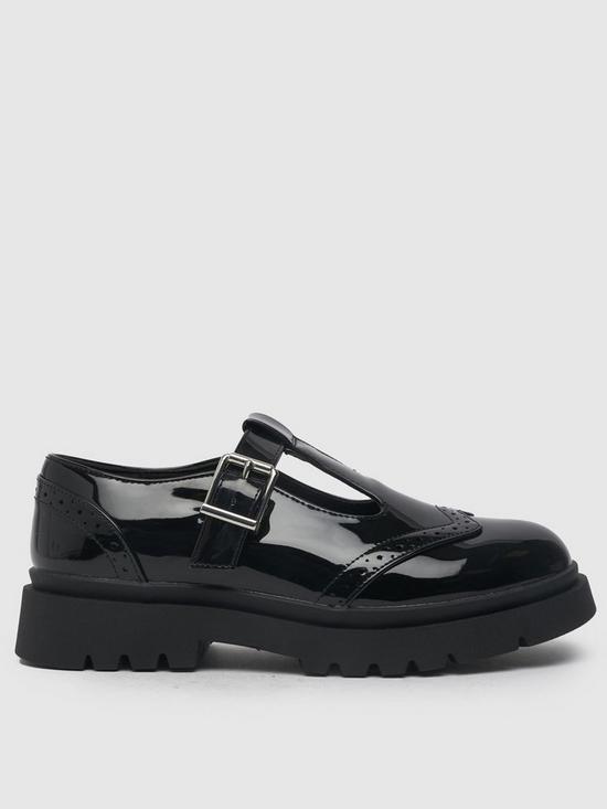front image of schuh-lyric-youth-chunky-patent-t-bar-school-shoe-black