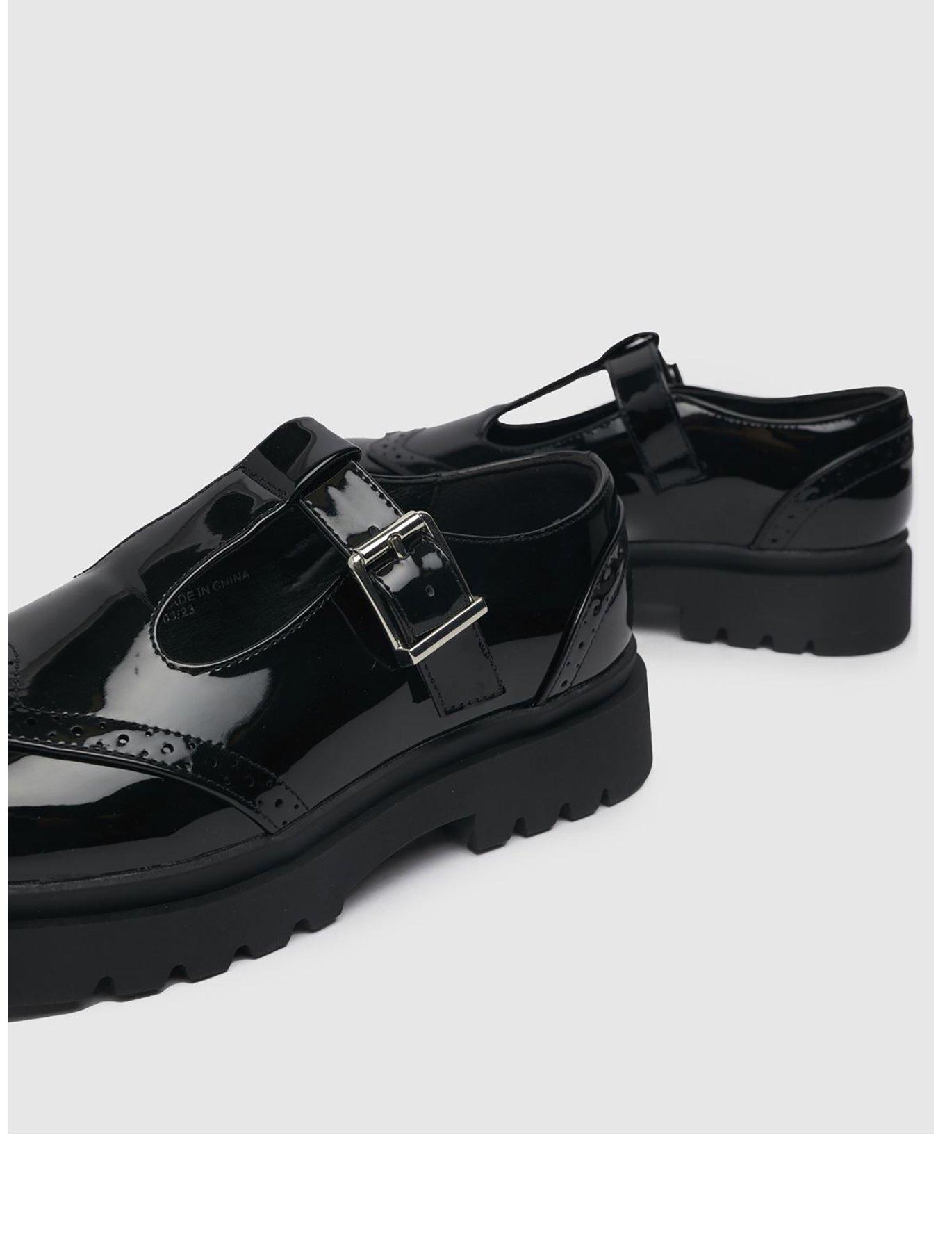  image of schuh-lyric-youth-chunky-patent-t-bar-school-shoe-black