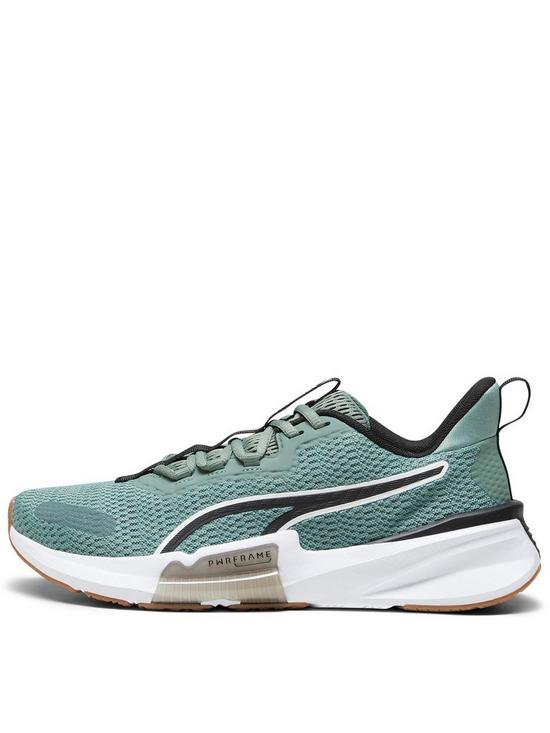 front image of puma-mens-training-pwrframe-2-trainers-green