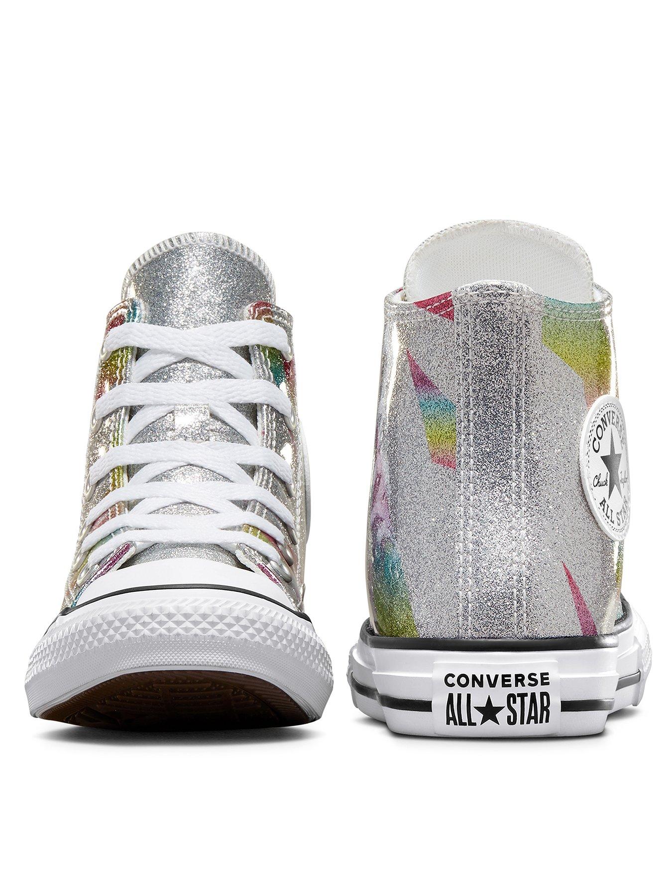 Silver sequin clearance high top converse