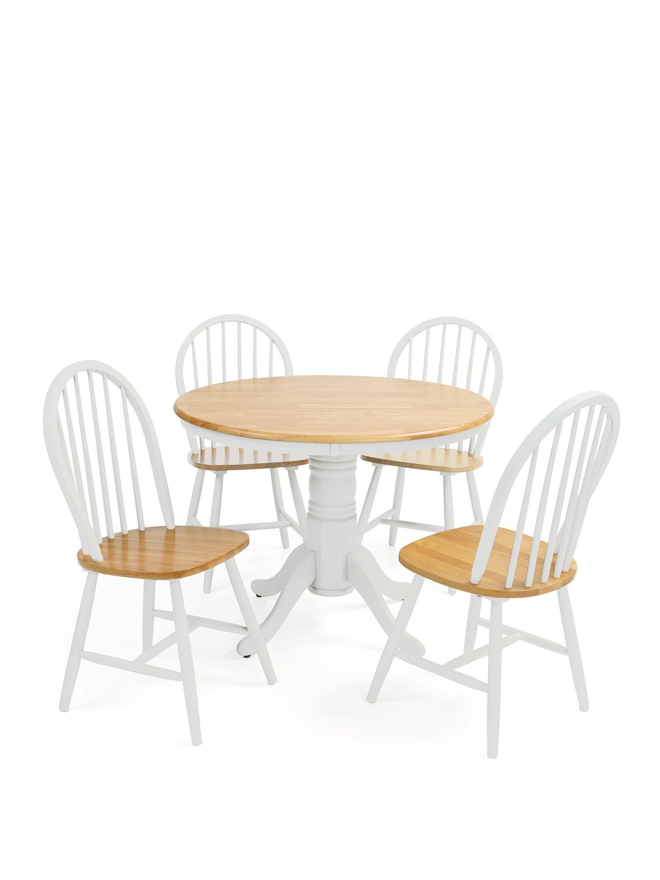  image of very-home-new-rubberwood-fixed-top-100-cm-kentucky-dining-table-4-chairs-white