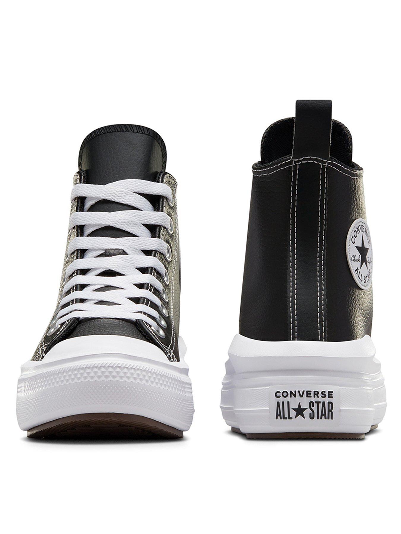 Kids Chuck Taylor All Star Move Leather Hi Top Trainers Black White