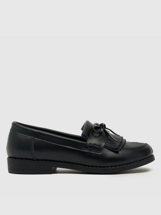 front image of schuh-linen-junior-leather-school-loafer
