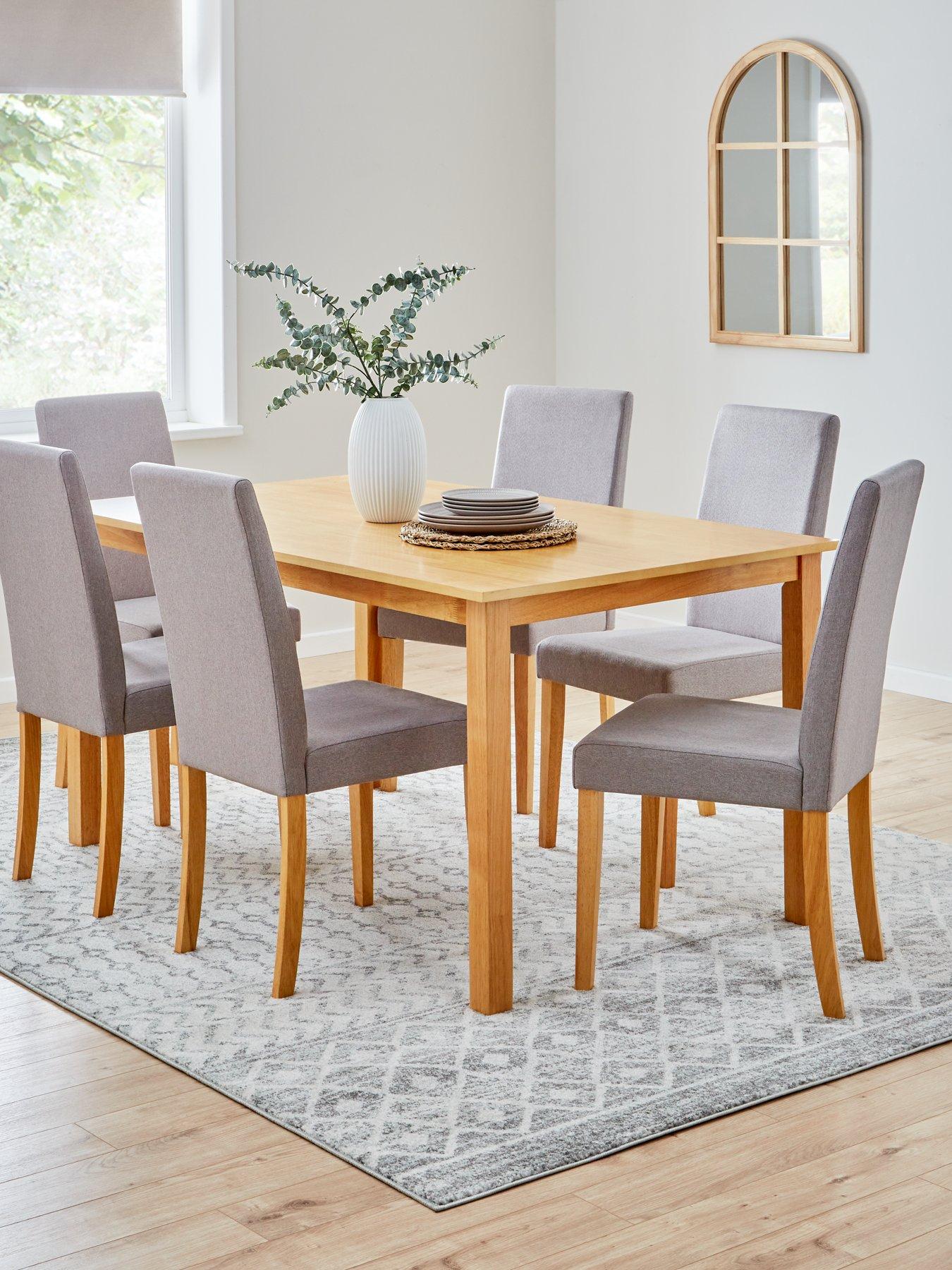 Very Home Primo 150 cm Dining Table + 6 Fabric Chairs - Wood/Grey