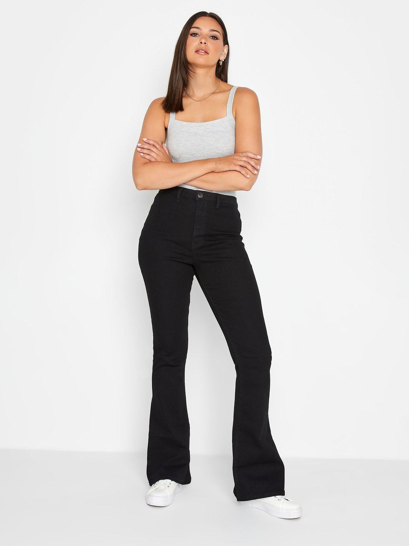  image of long-tall-sally-black-denim-70s-flare-jean-36in
