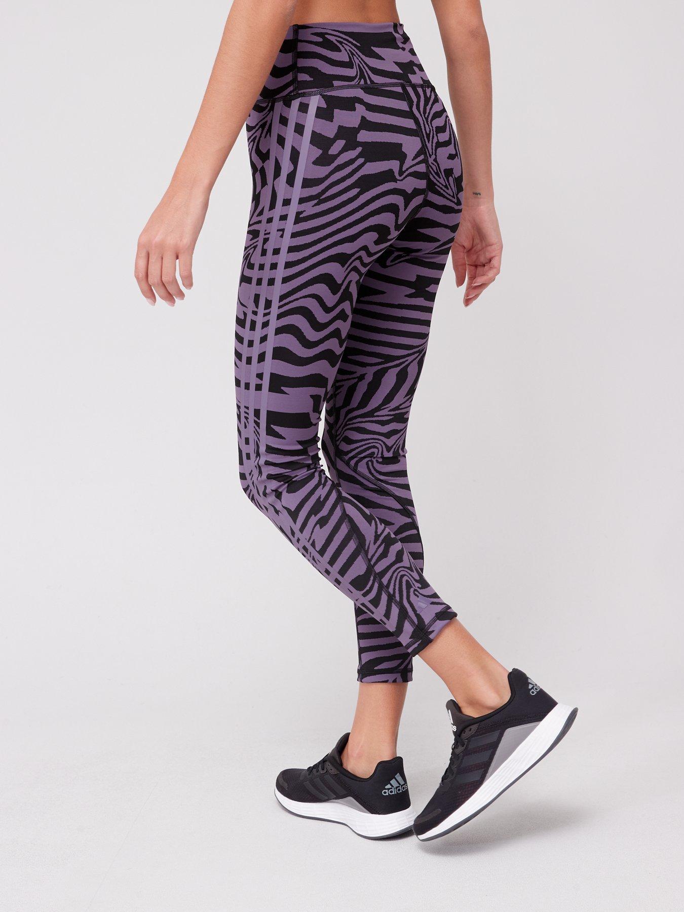 adidas Optime TrainIcons Jacquard 3-Stripes Leggings - Purple, Women's  Training