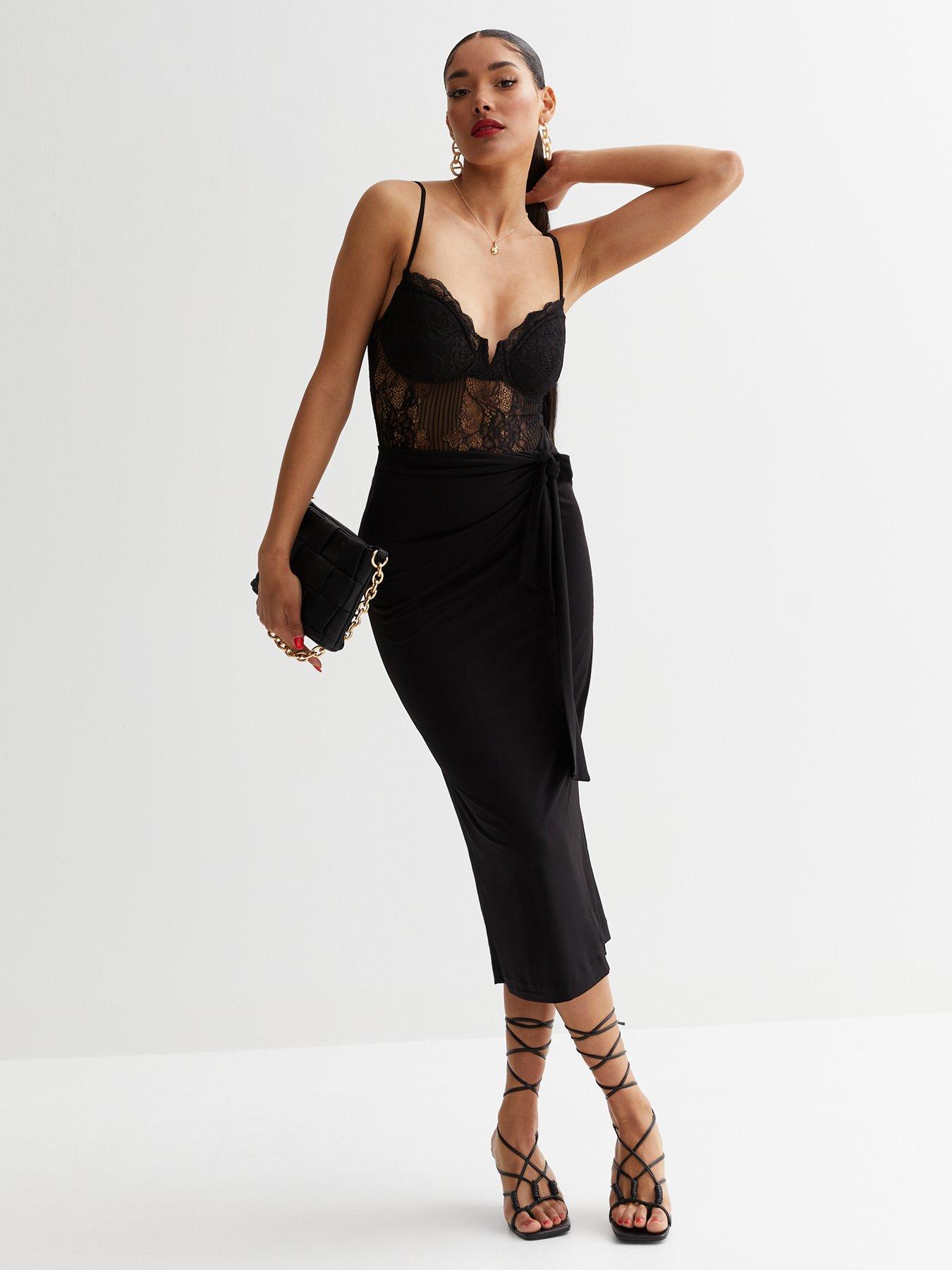 New Look lace bodice bodysuit in black