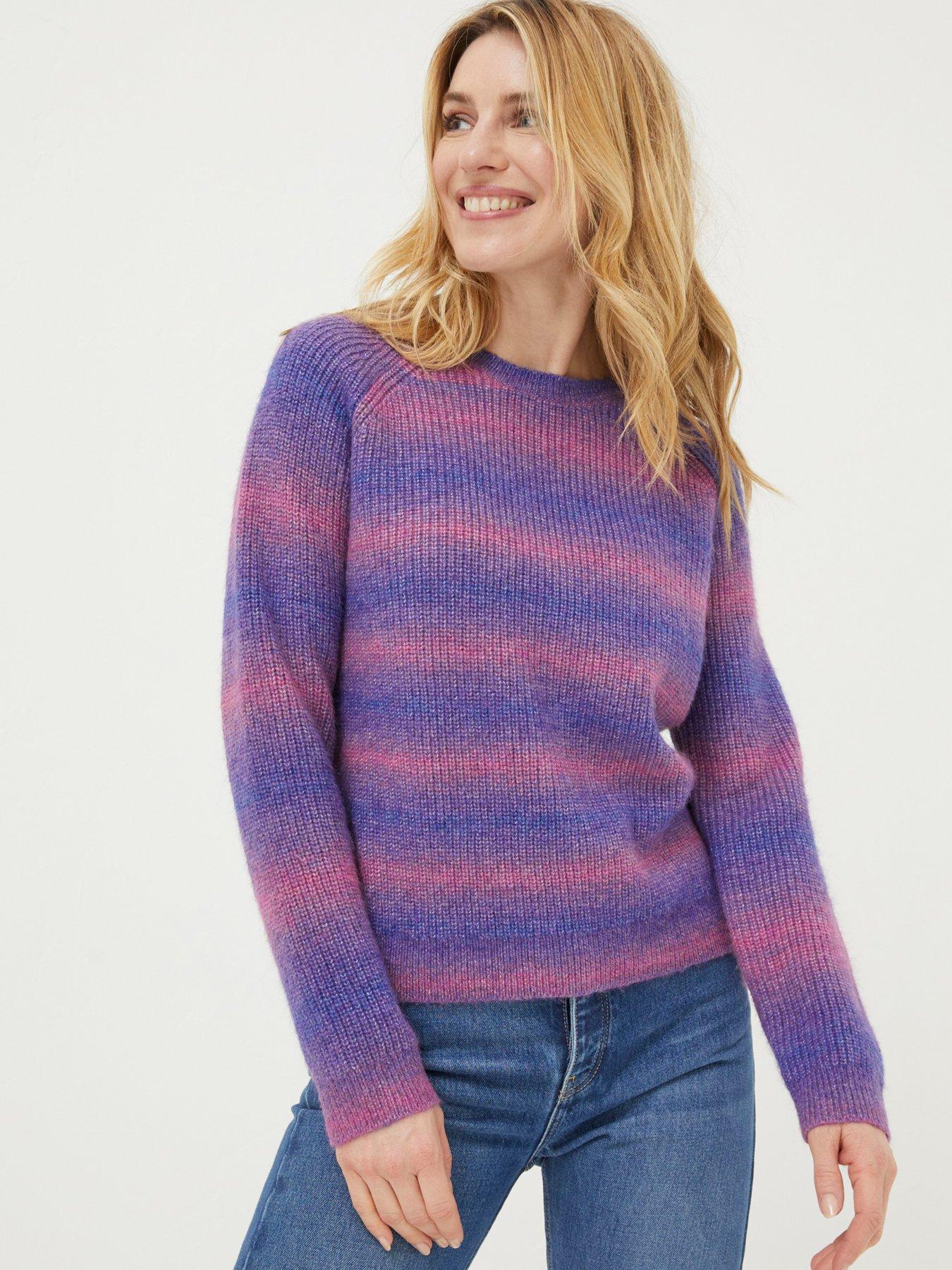 FatFace Ombre Stripe Crew Jumper - Purple | littlewoods.com