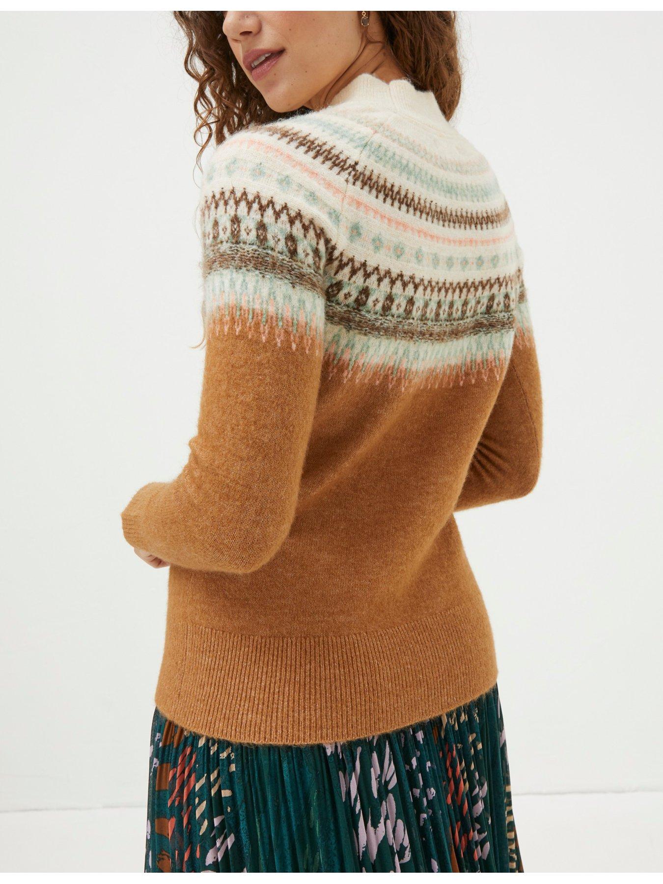 FatFace Bea Yoke Fairisle Jumper Brown