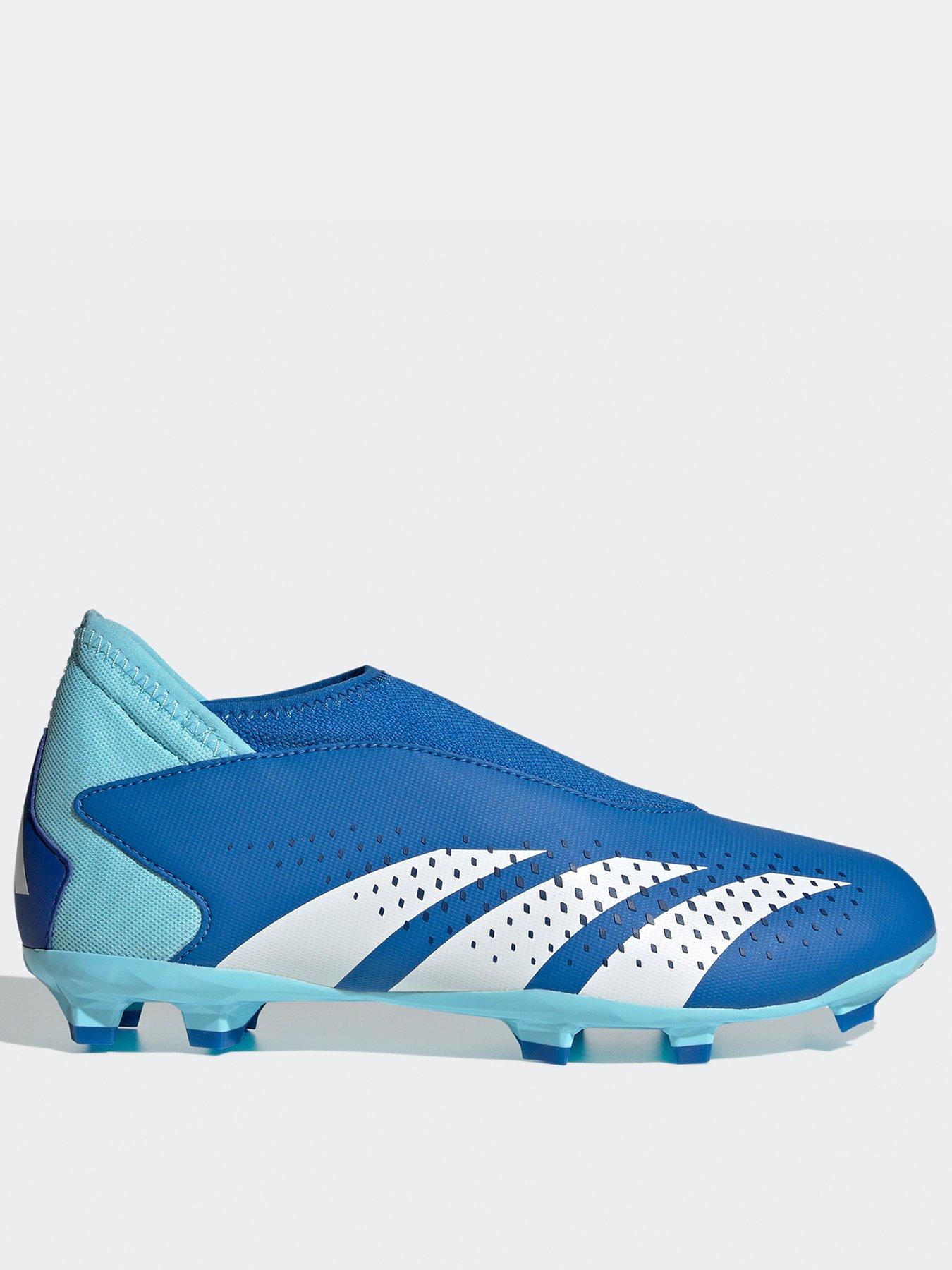 Blue laceless store football boots