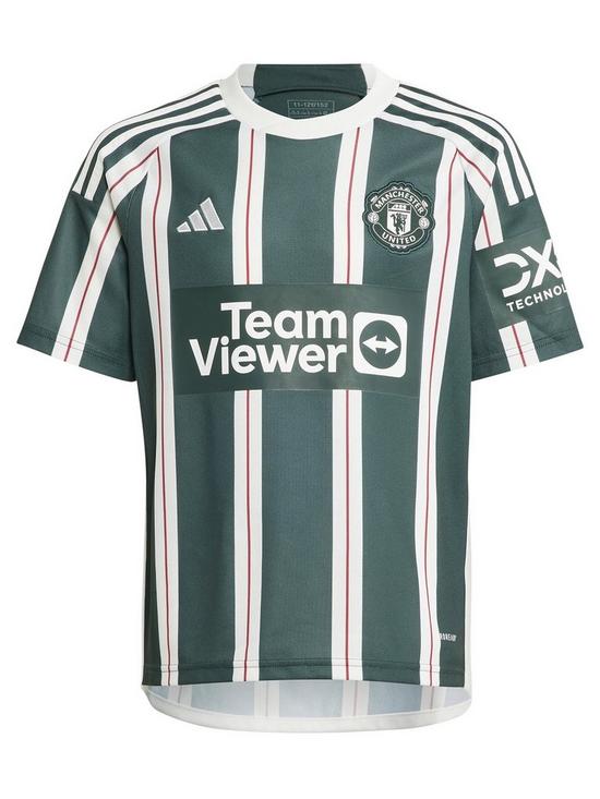 front image of adidas-manchester-united-junior-2324-away-stadium-replica-shirt-green