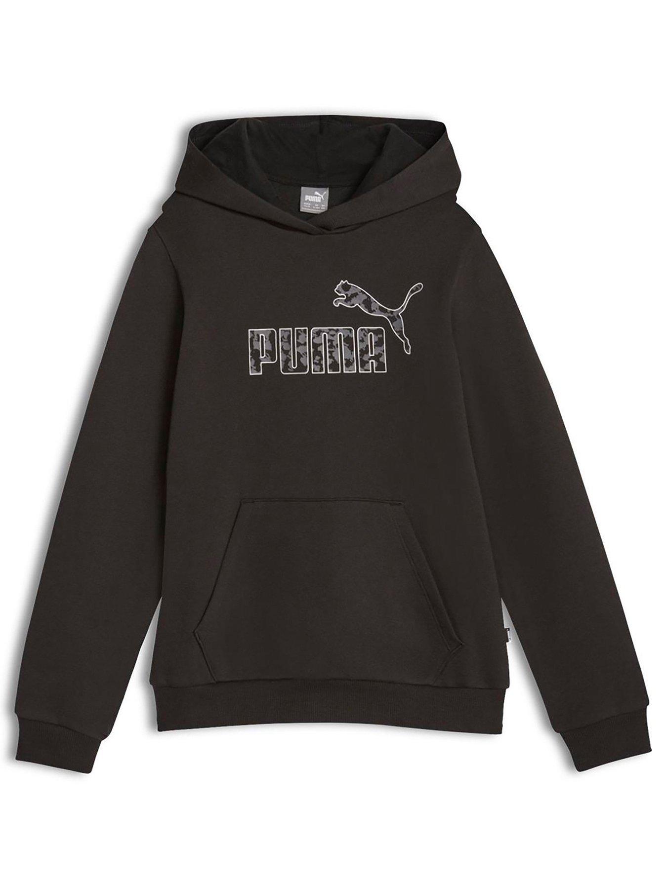 Puma Girls Essentials Logo Fleece Hoodie Black littlewoods