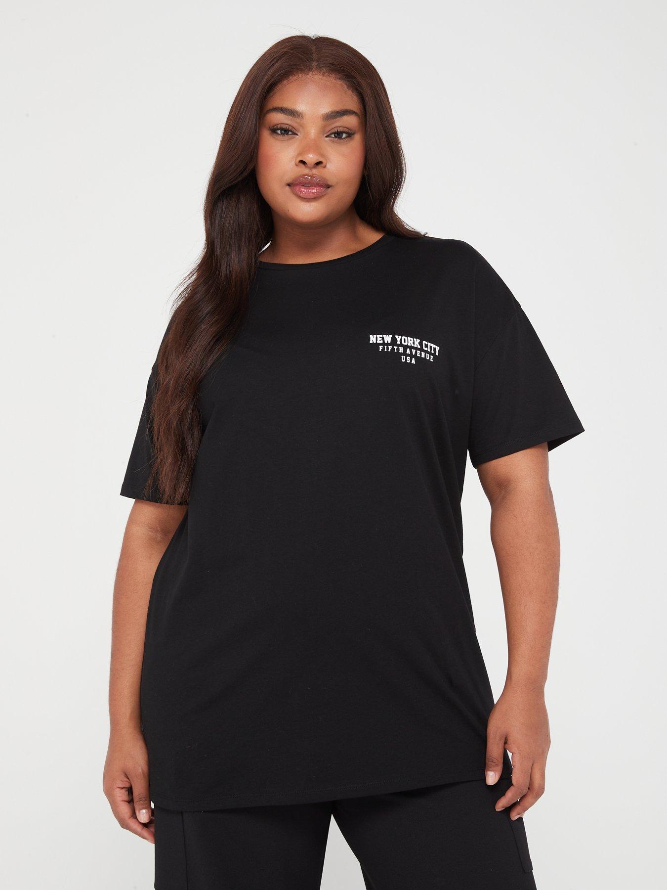 Womens Yours Curve Printed T-Shirt - Black