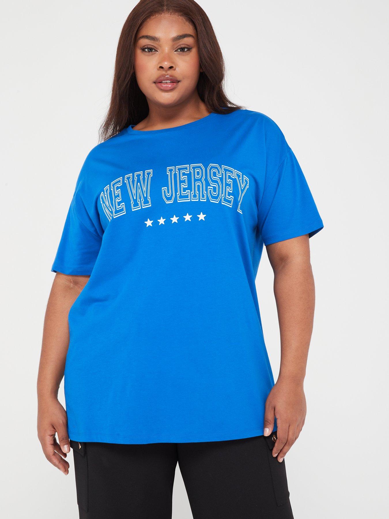 Womens Yours Curve Printed T-Shirt - Blue