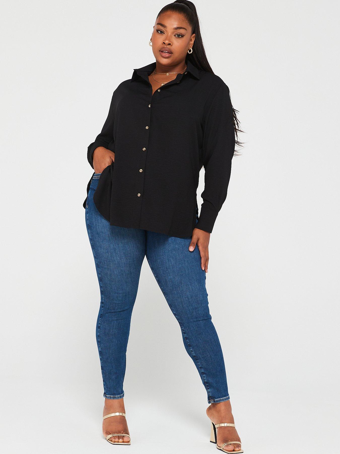 V by Very Curve Longline Blouse - Black