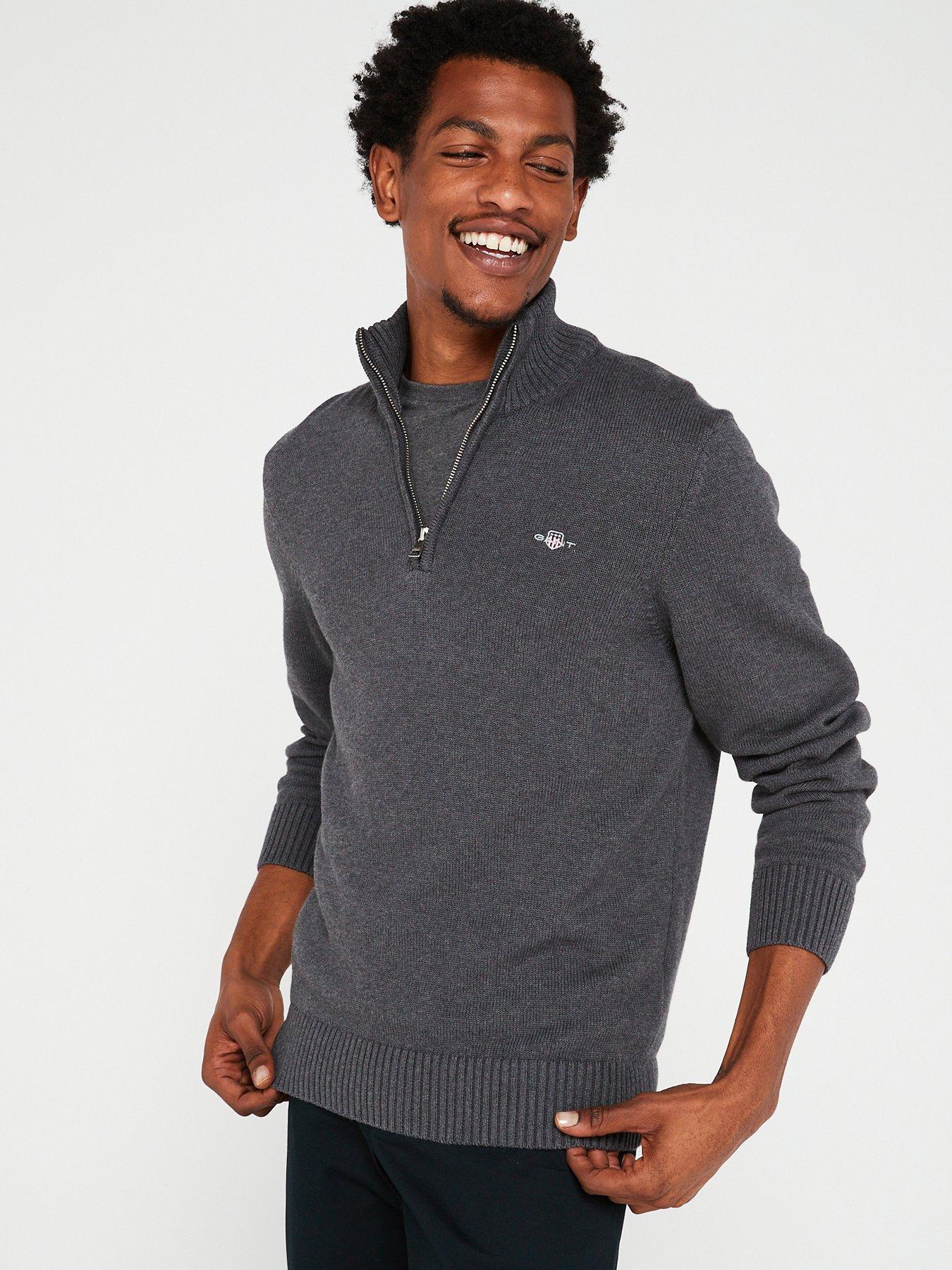 Gant grey half zip jumper hot sale