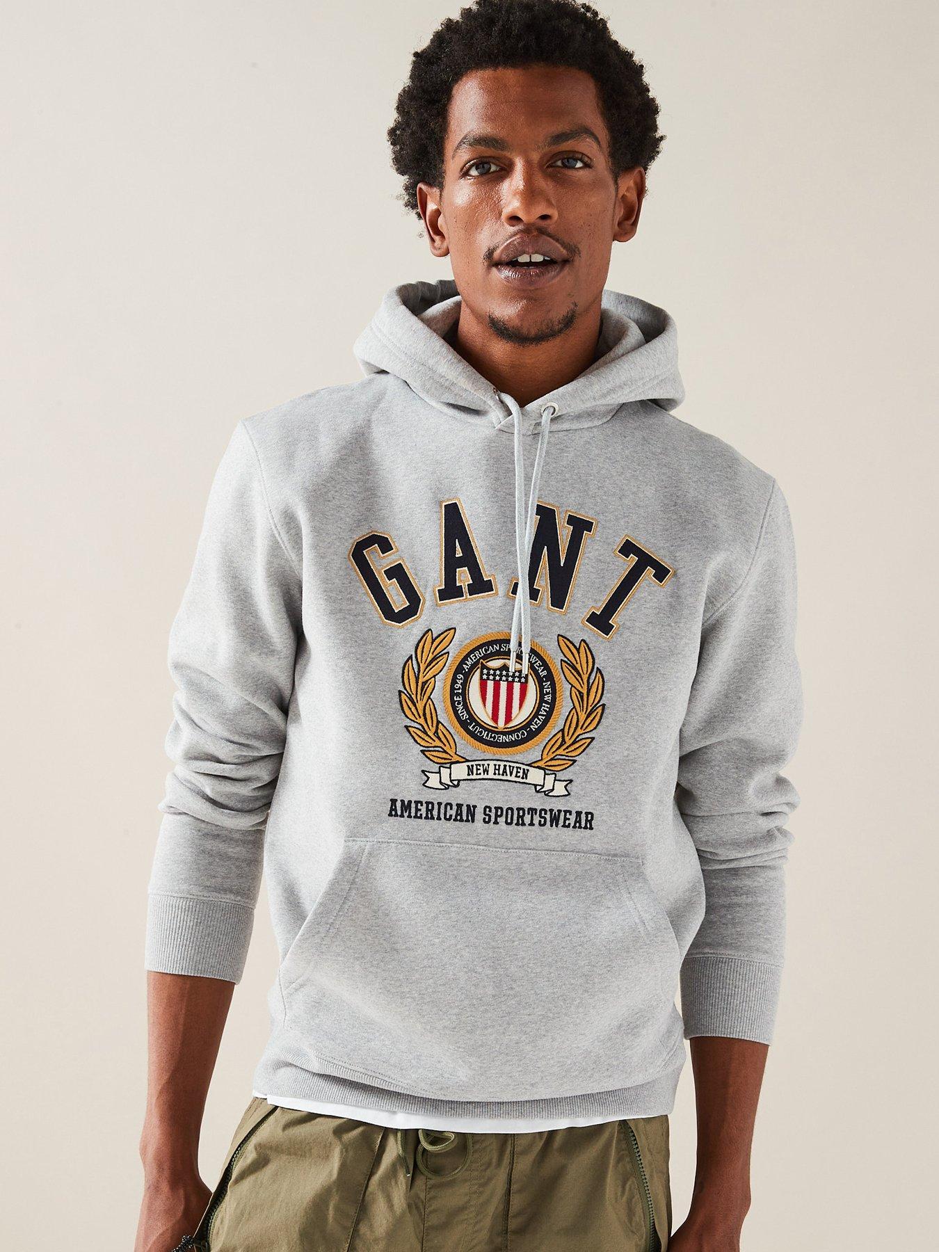 GANT Crest Sweat Hoodie Light Grey littlewoods