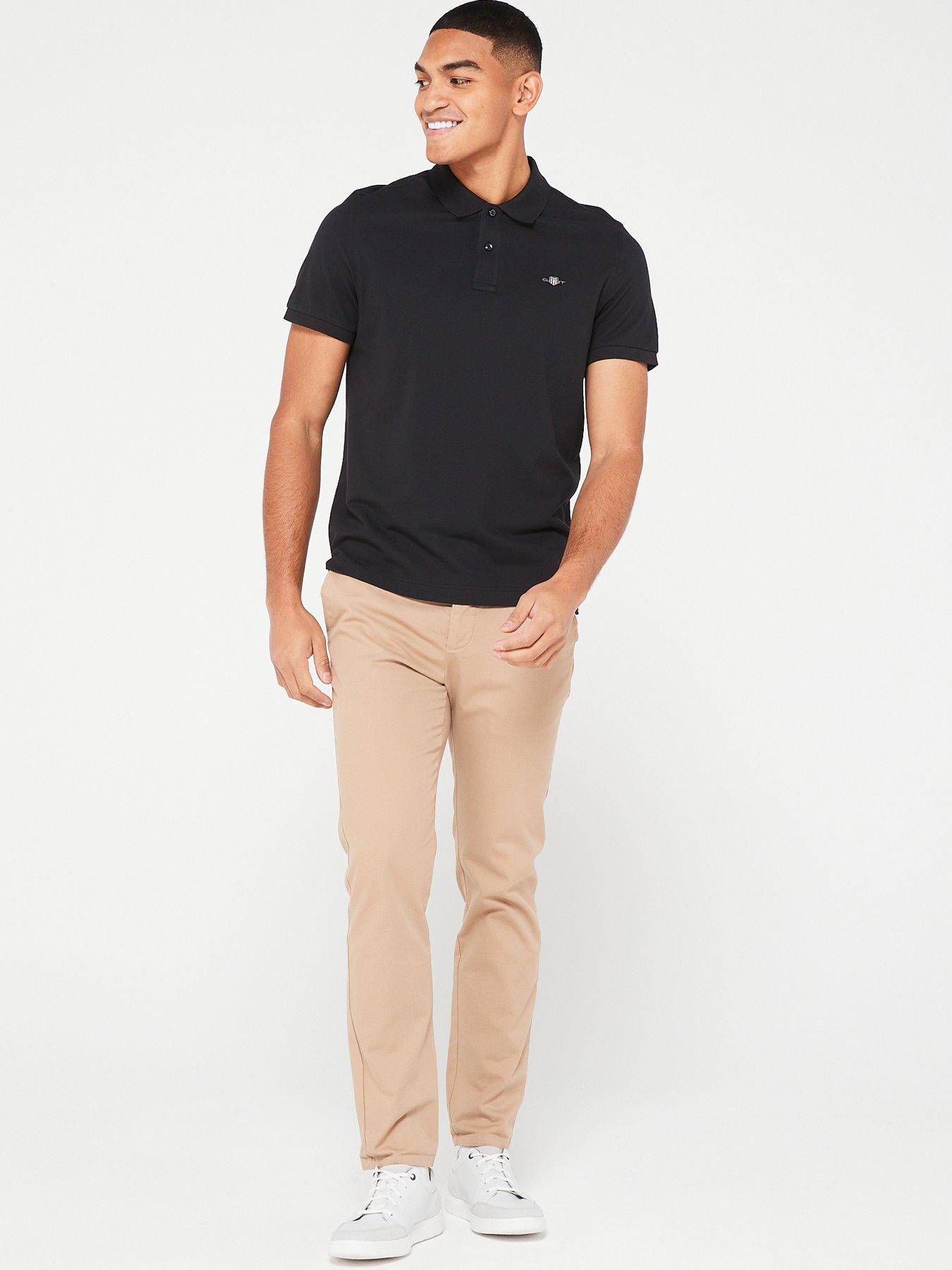  image of gant-shield-short-sleeve-pique-polo-top-black