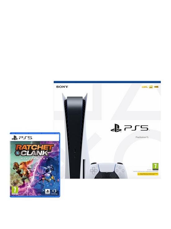 front image of playstation-5-disc-console-amp-ratchet-and-clank-rift-apart