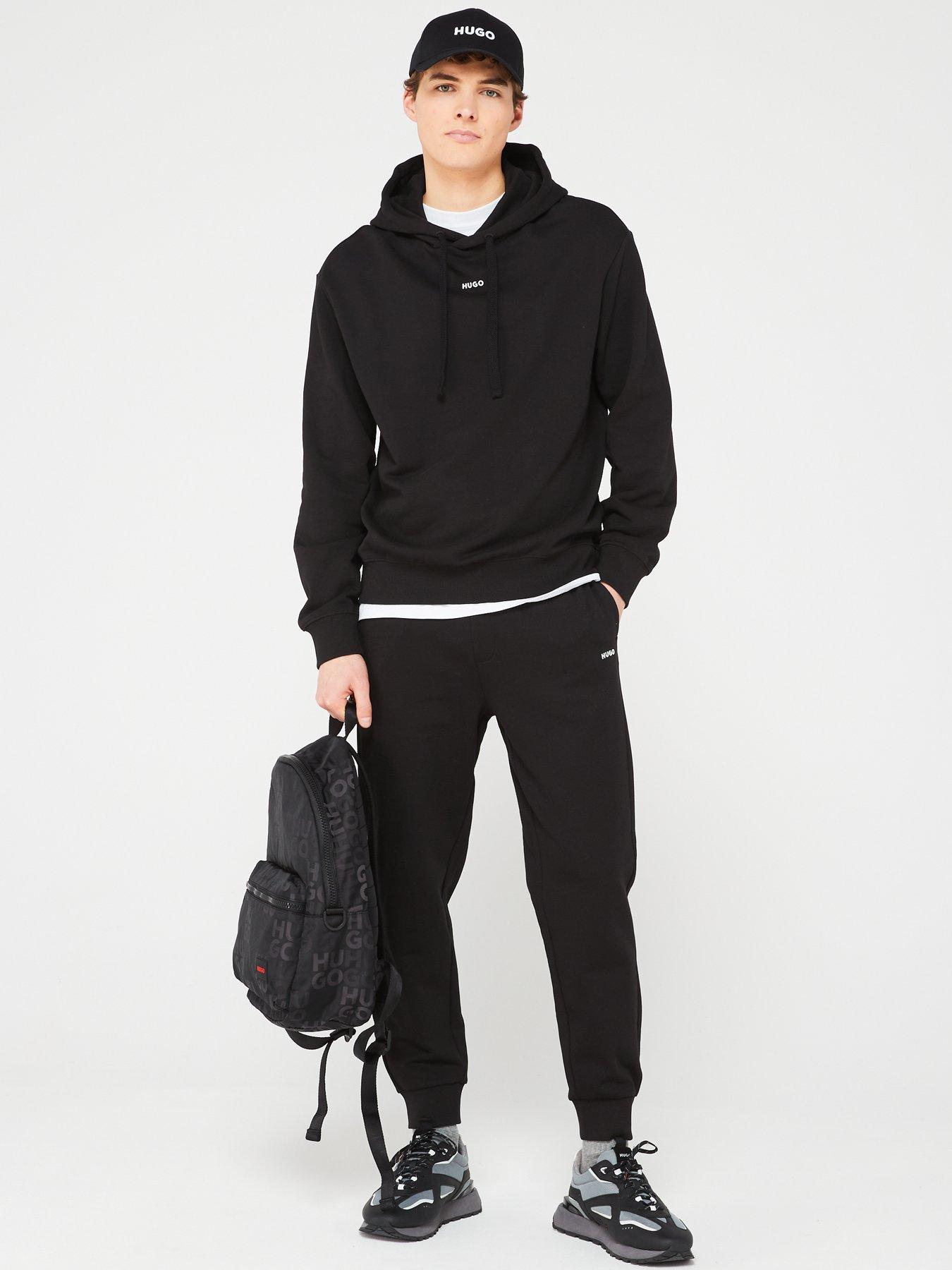  image of hugo-dapo-relaxed-fit-overhead-hoodie-black