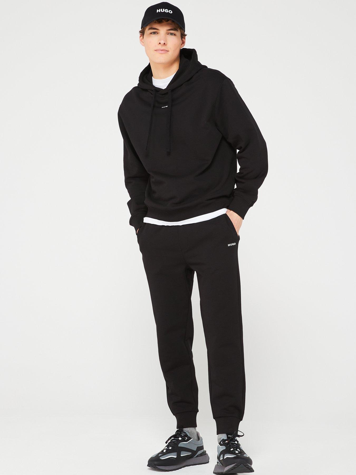  image of hugo-dapo-relaxed-fit-overhead-hoodie-black