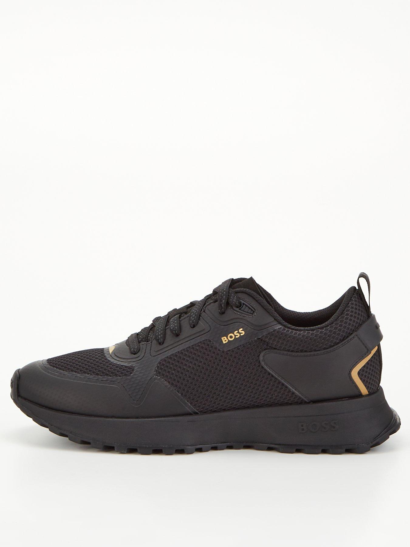 Hugo boss trainers black and gold best sale