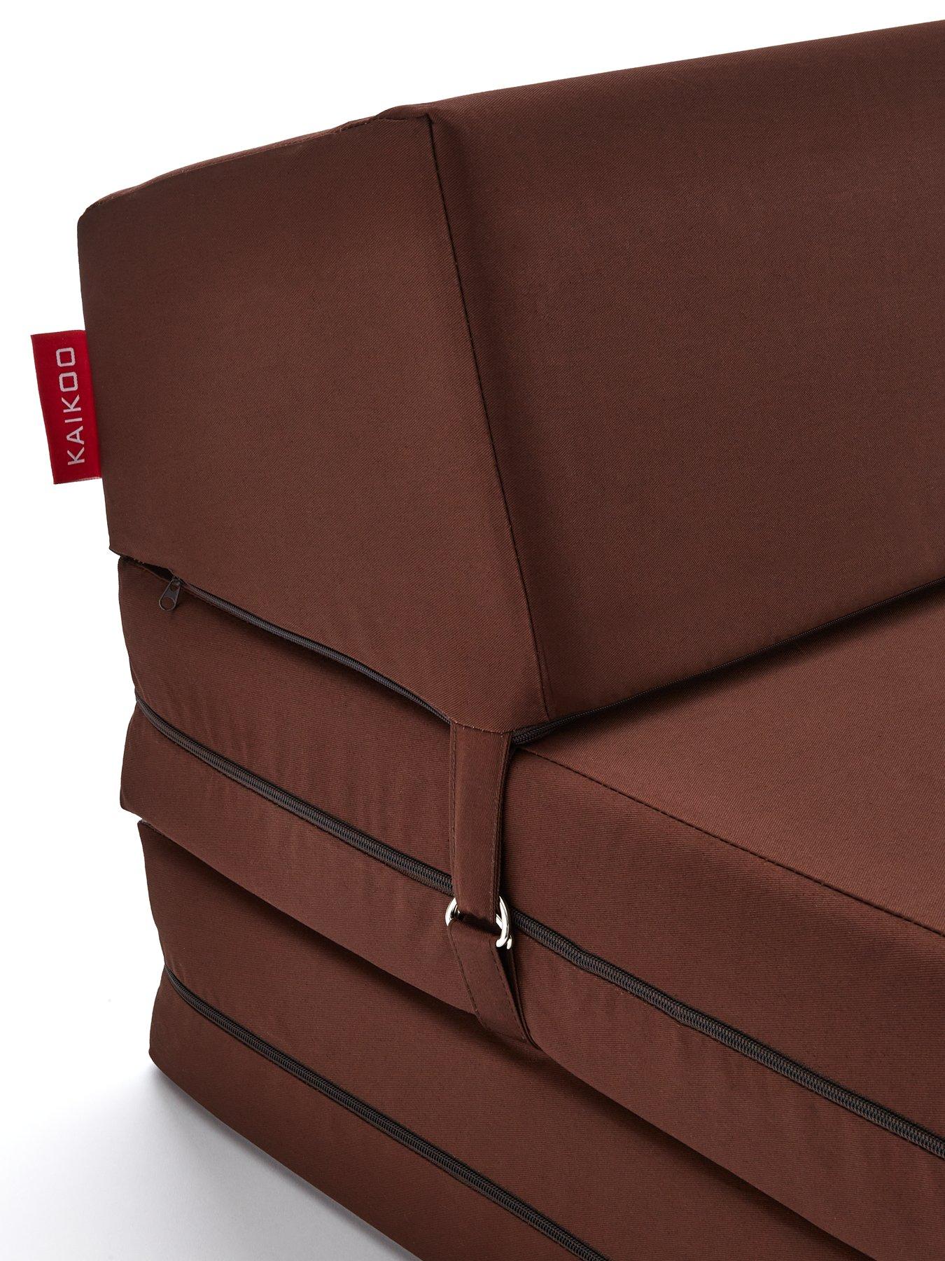  image of kaikoo-double-folding-chair-bed-chocolate