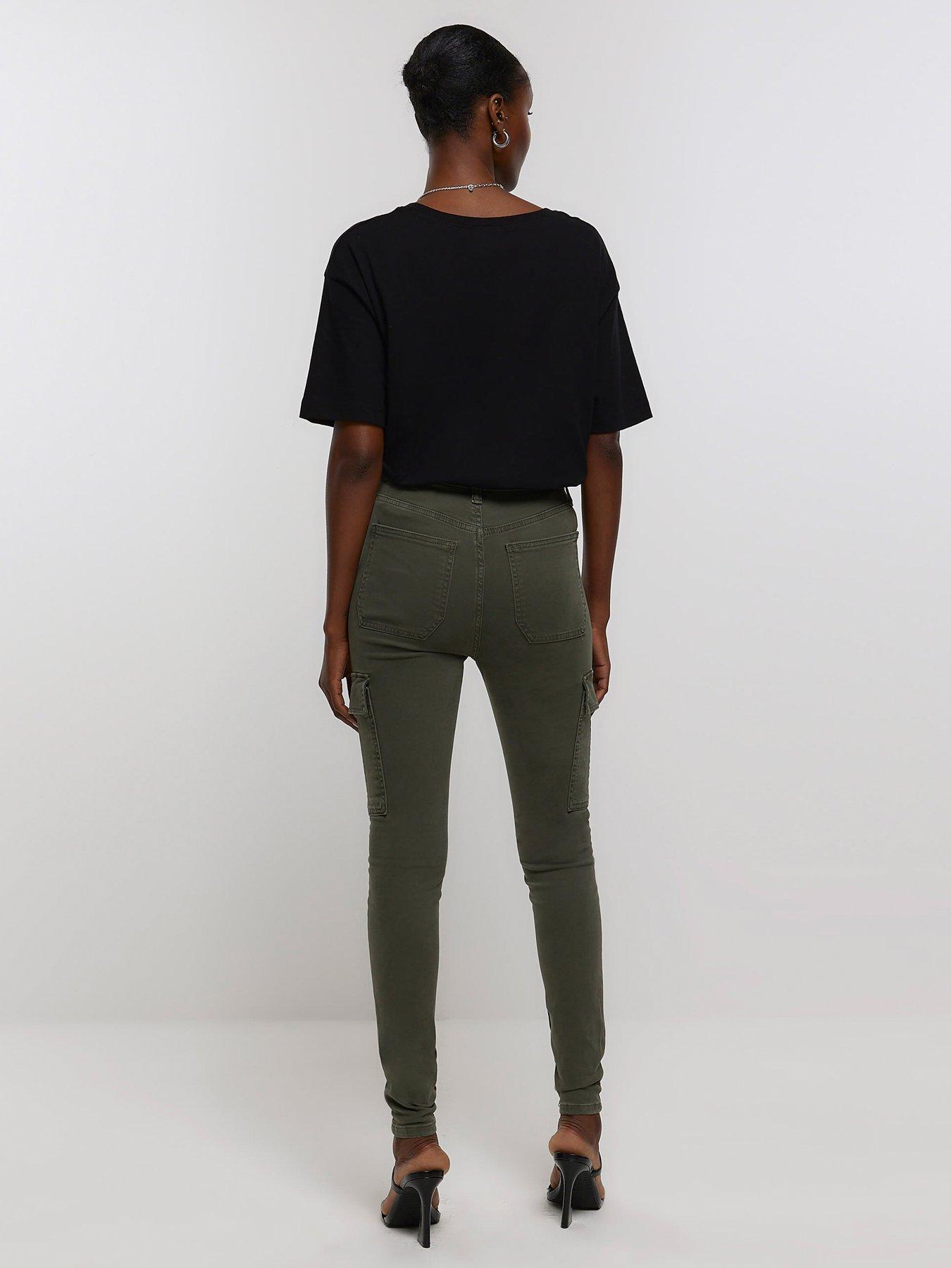 River Island High Rise Cargo Jean Khaki littlewoods