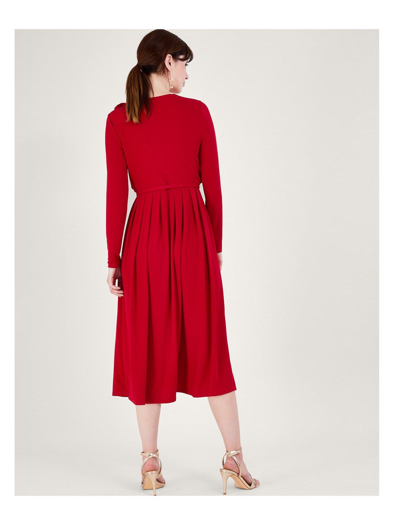 Monsoon Cleo Corsage Dress Red littlewoods