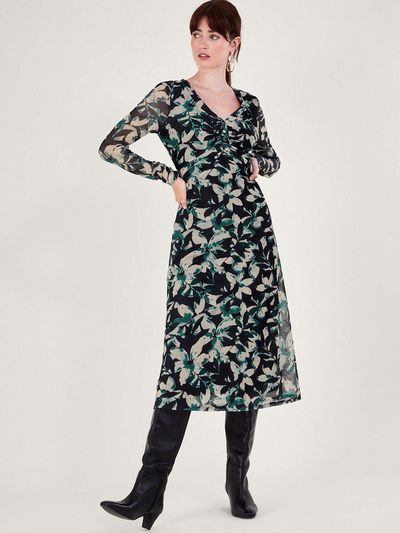 Yours Floral Print Double Layered Mesh Smock Dress