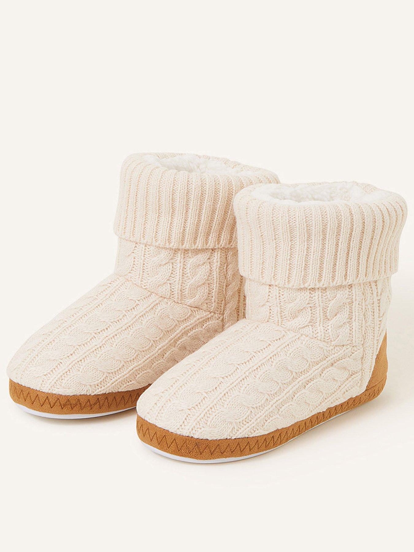  image of accessorize-cable-knitted-boot-white